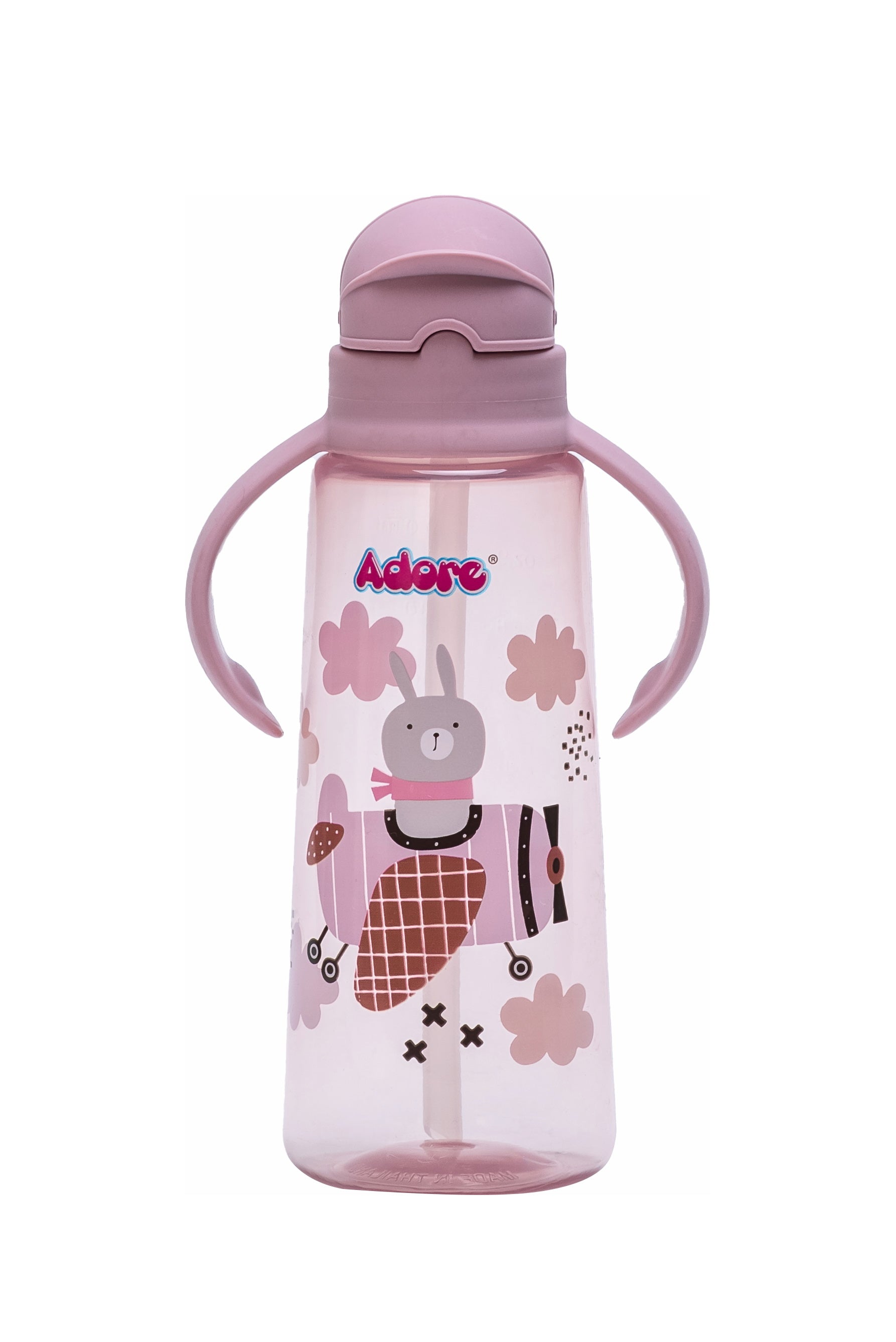 Adore Bling Straw Sipper with Handle & Retractable Head - 270 ml- Pink