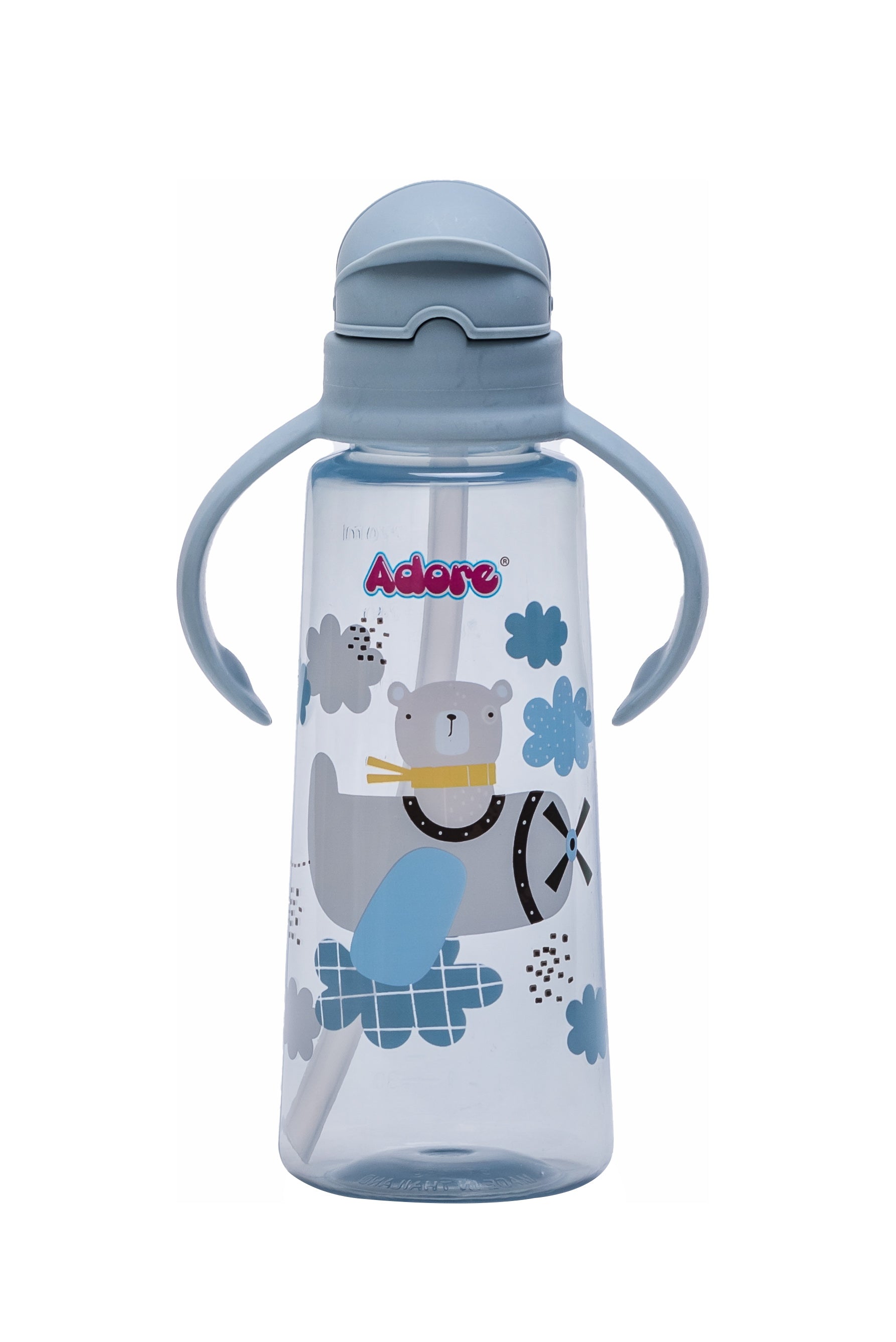 Adore Bling Straw Sipper with Handle & Retractable Head - 270 ml- Blue
