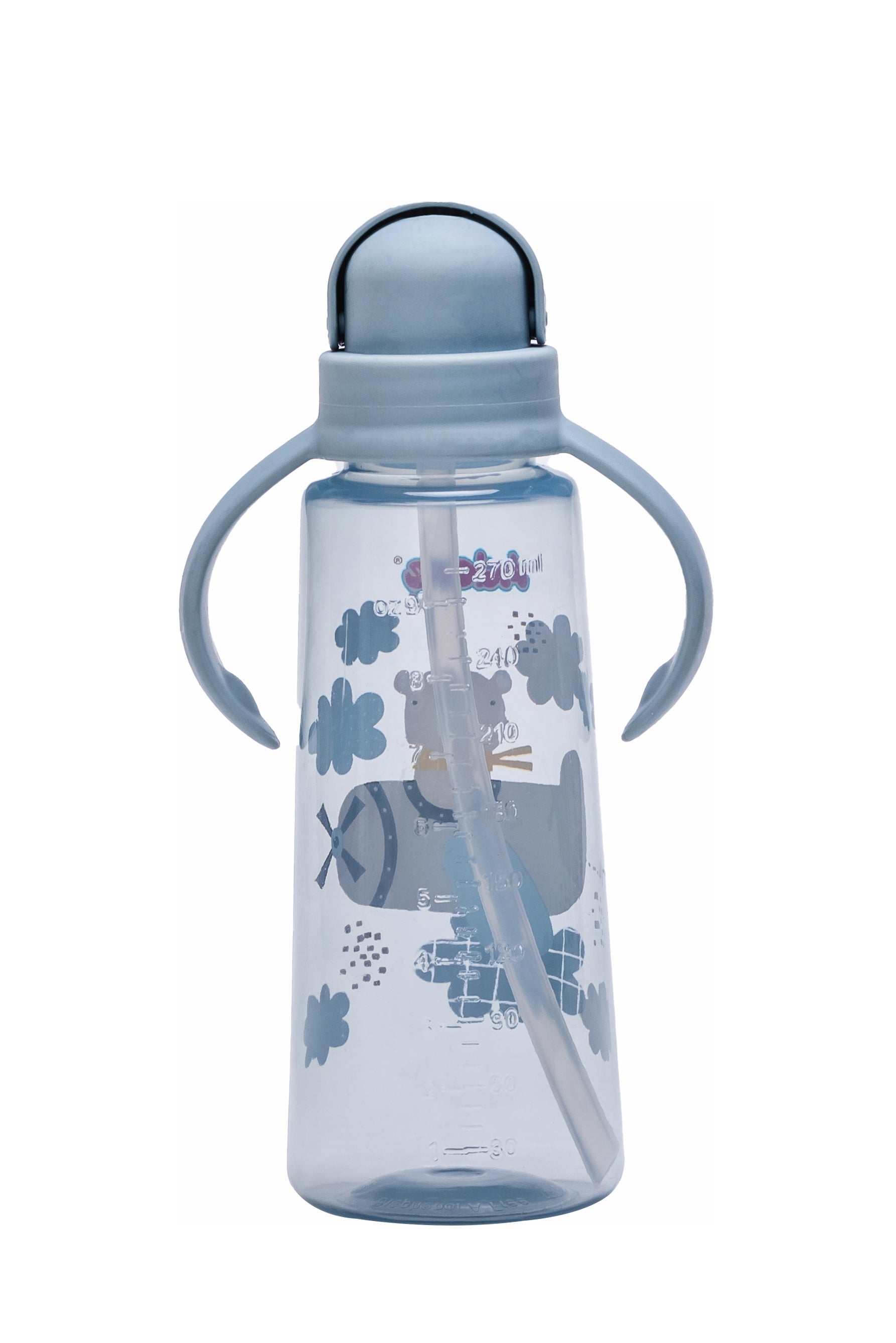 Adore Bling Straw Sipper with Handle & Retractable Head - 270 ml- Blue