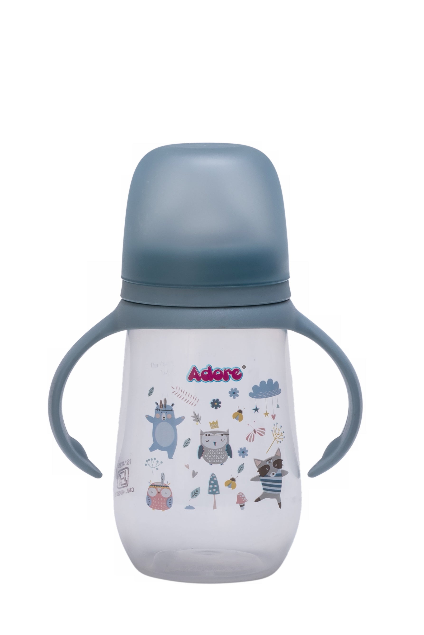 Adore Nok Nok Wide neck Feeding Bottle With Twin Handle 250ml - Blue