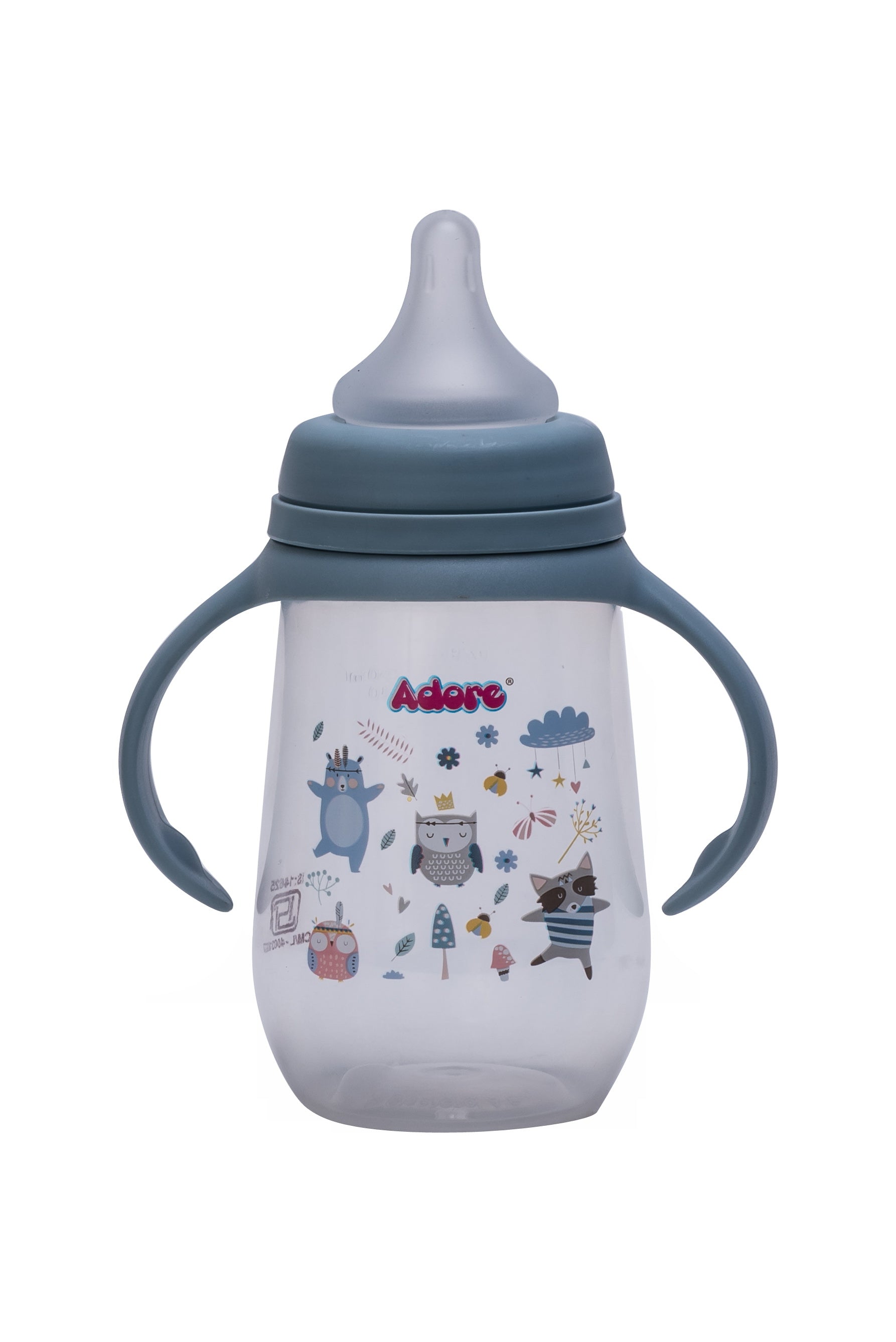 Adore Nok Nok Wide neck Feeding Bottle With Twin Handle 250ml - Blue