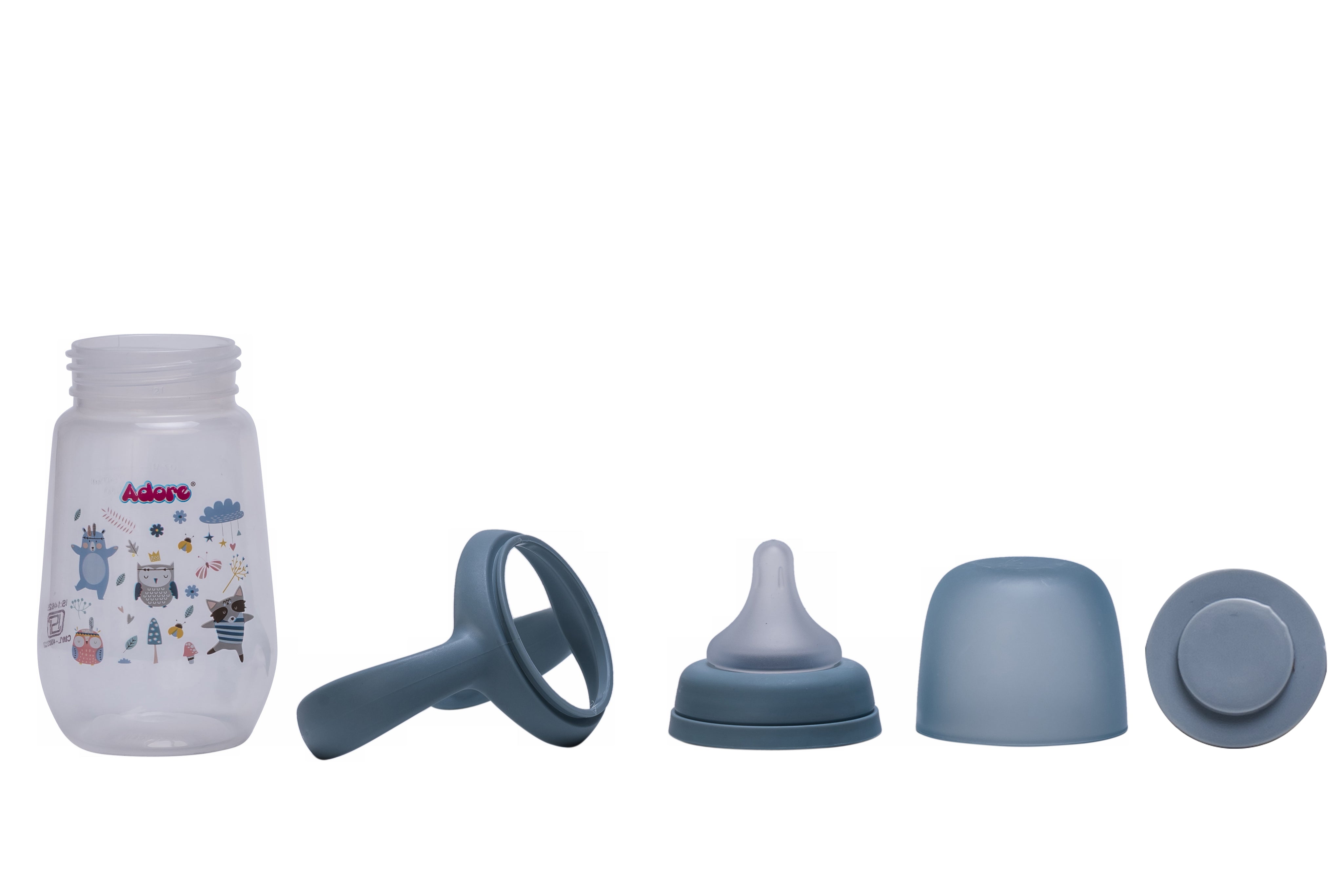 Adore Nok Nok Wide neck Feeding Bottle With Twin Handle 250ml - Blue