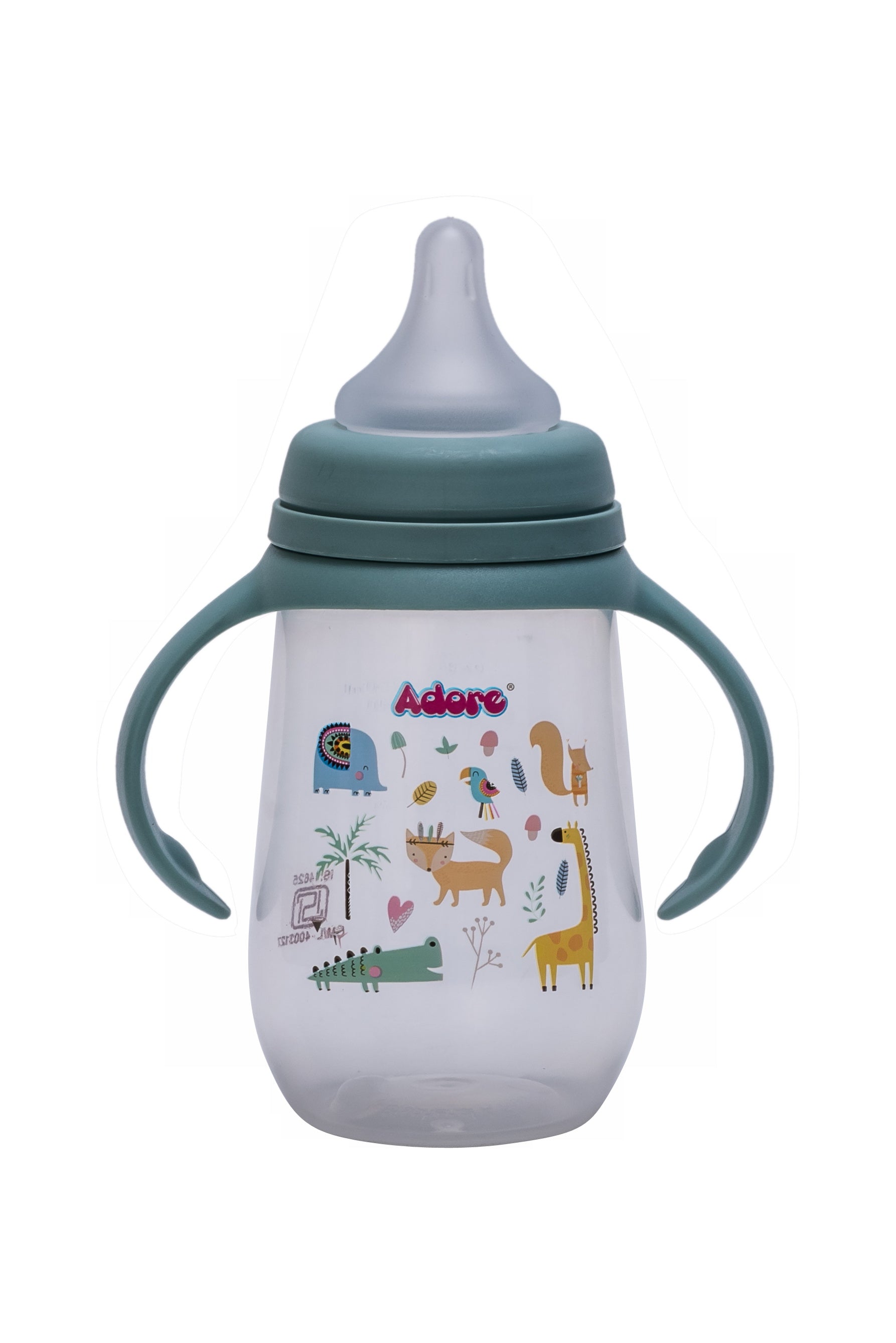 Adore Nok Nok Wide neck Feeding Bottle With Twin Handle 250ml - Green