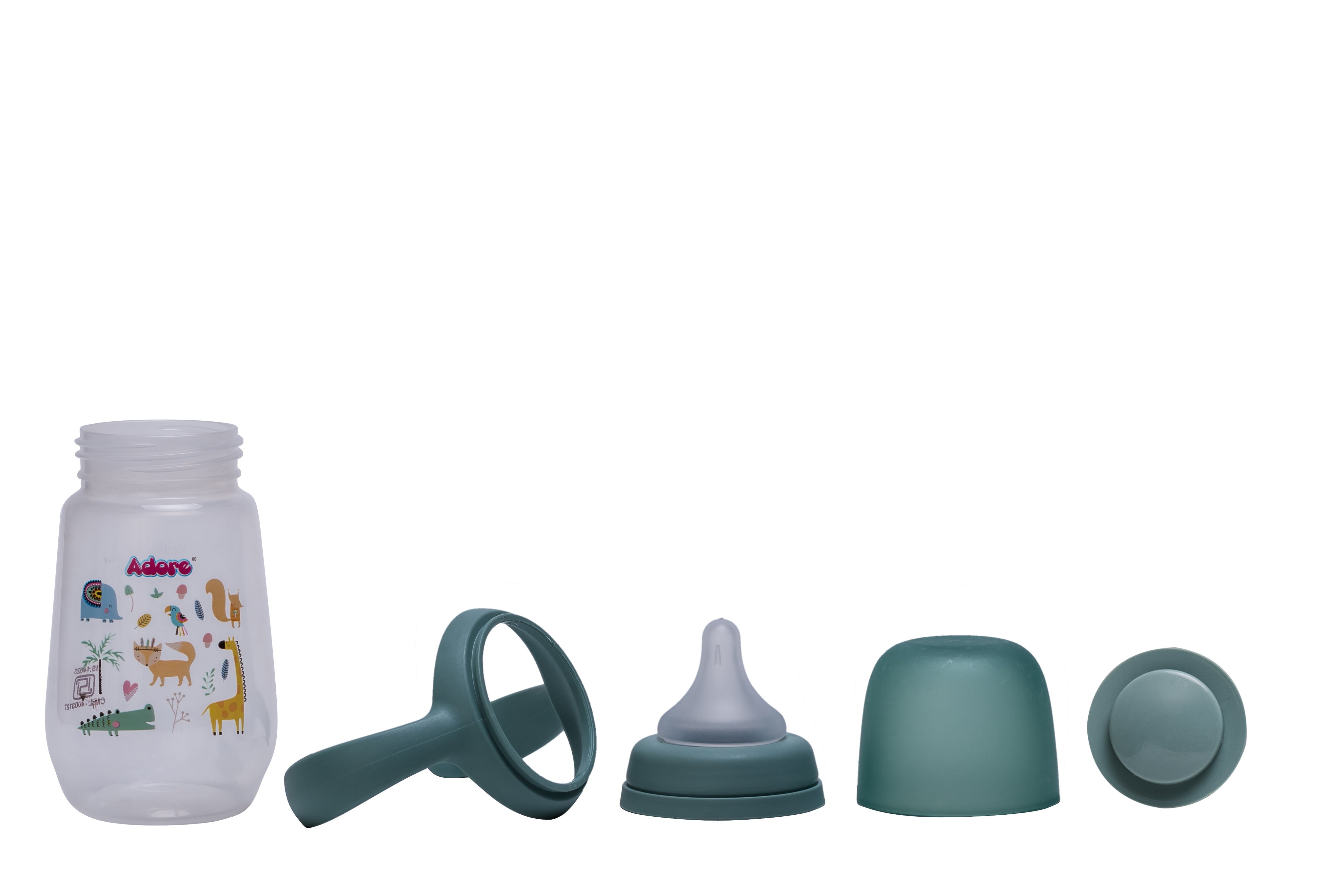 Adore Nok Nok Wide neck Feeding Bottle With Twin Handle 250ml - Green