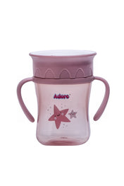 Adore Magic 360 Degree Spill Proof Sipper Cup with Handle 240 ml- Pink