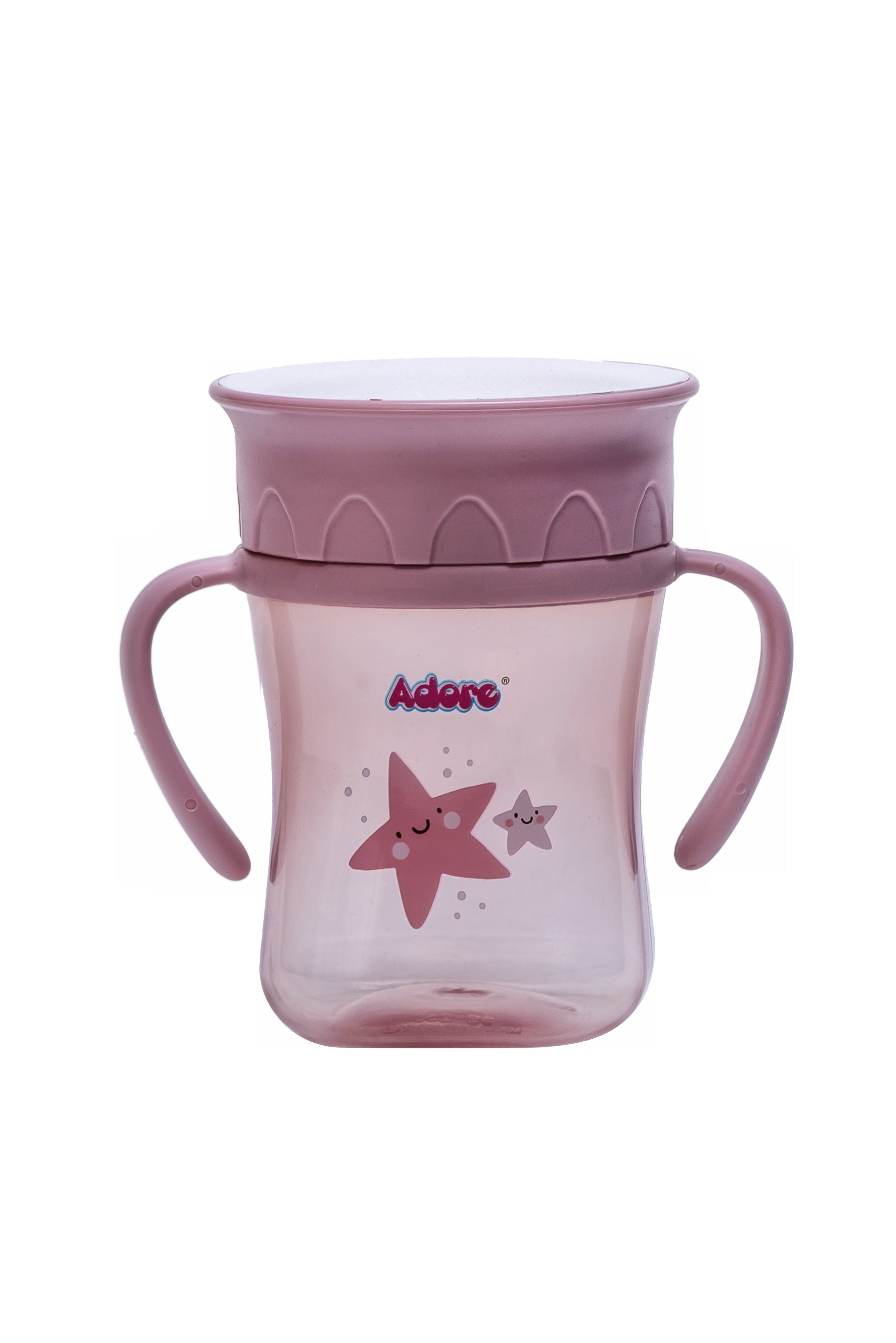 Adore Magic 360 Degree Spill Proof Sipper Cup with Handle 240 ml- Pink
