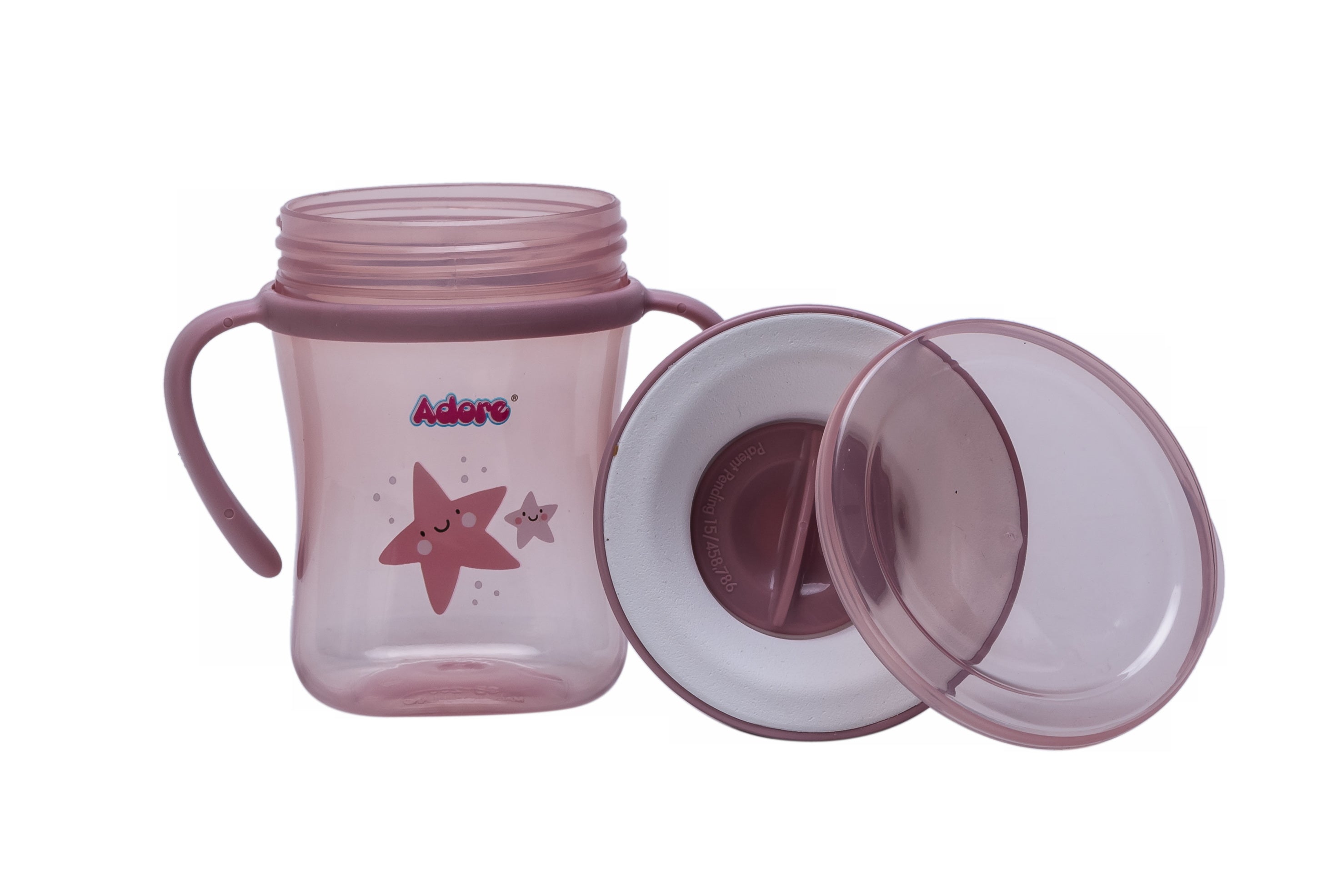 Adore Magic 360 Degree Spill Proof Sipper Cup with Handle 240 ml- Pink