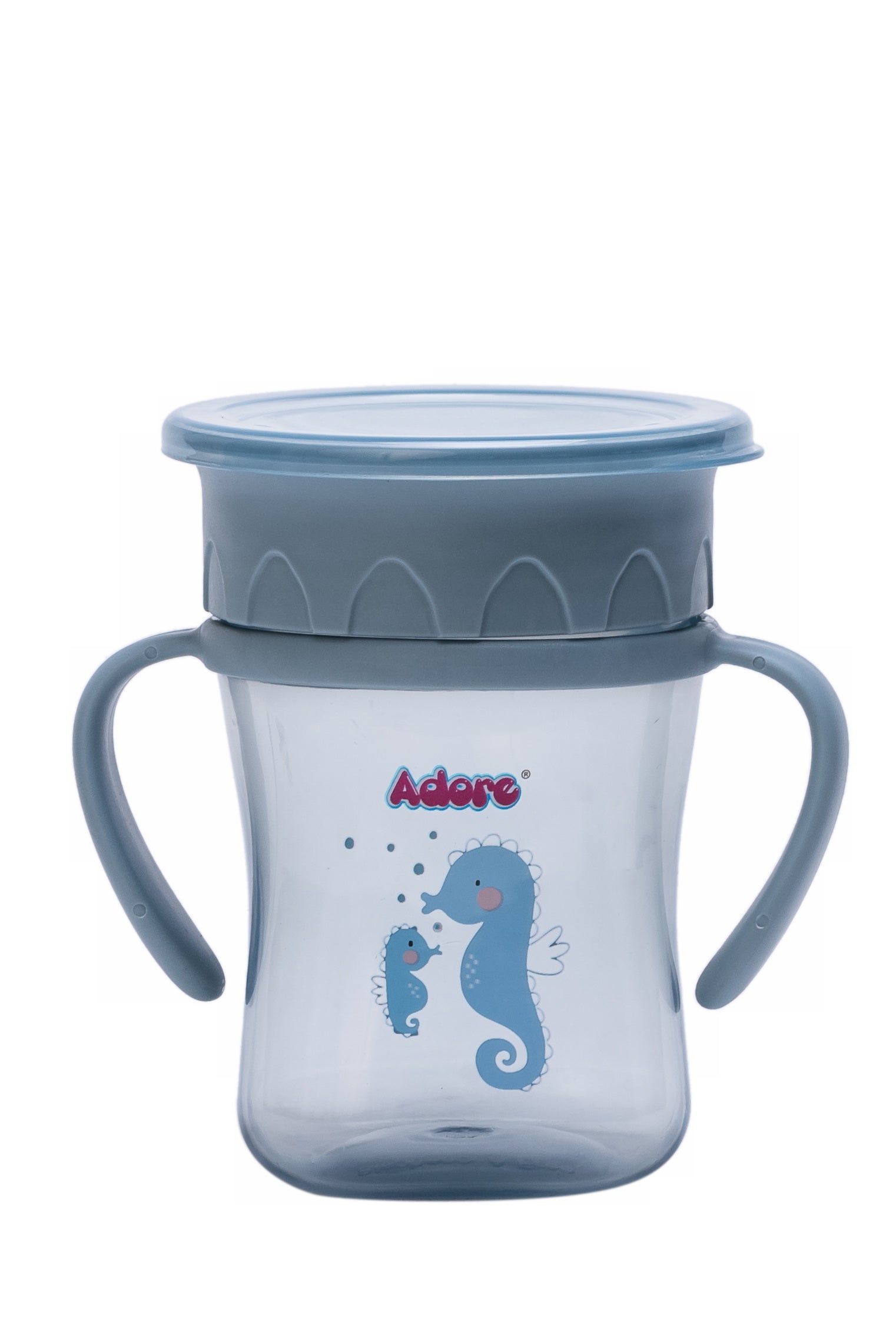 Adore Magic 360 Degree Spill Proof Sipper Cup with Handle 240 ml- Blue