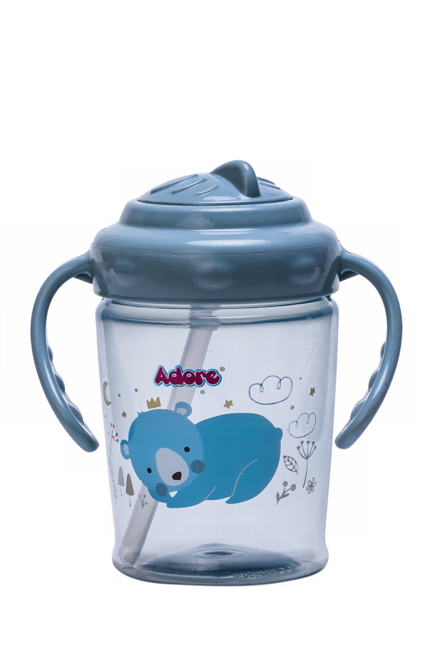 Adore Itzy Bitzy Straw Sipper with Twist & Sip Head with Twin Handle - Blue