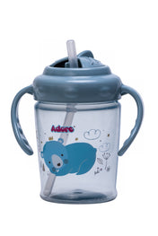 Adore Itzy Bitzy Straw Sipper with Twist & Sip Head with Twin Handle - Blue
