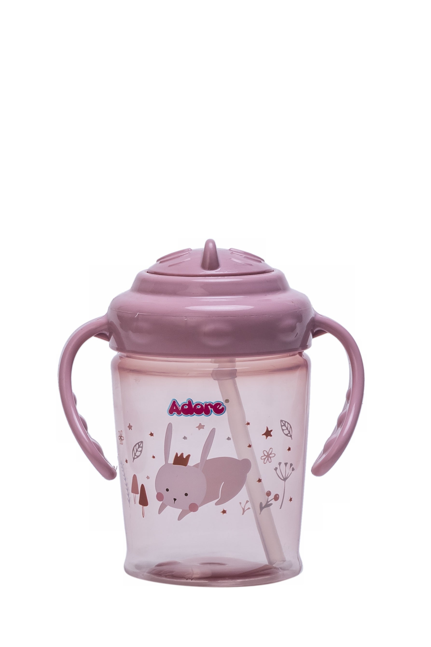 Adore Itzy Bitzy Straw Sipper with Twist & Sip Head with Twin Handle - Pink