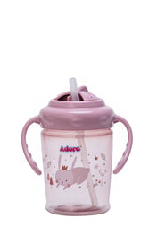 Adore Itzy Bitzy Straw Sipper with Twist & Sip Head with Twin Handle - Pink
