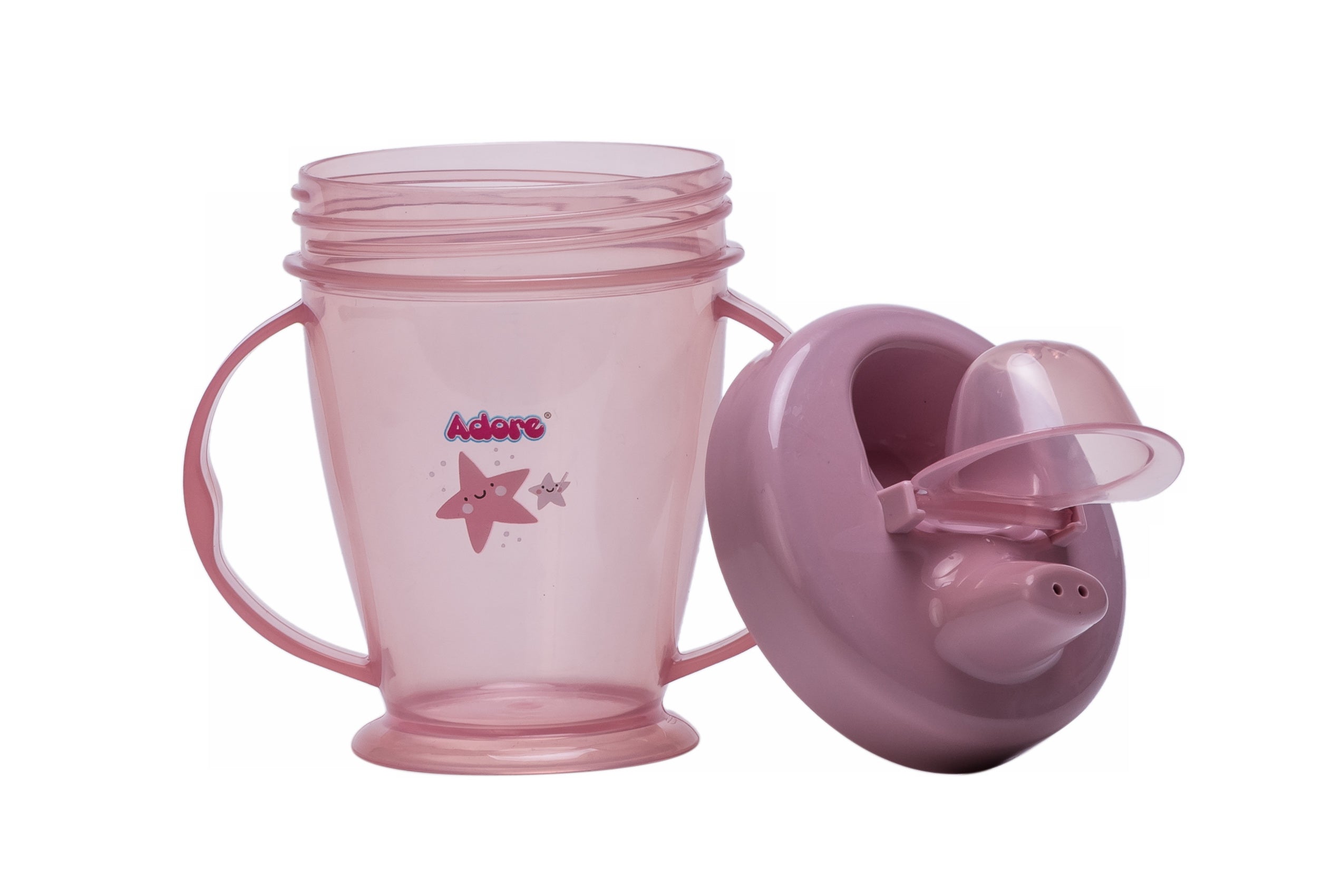 Adore Birdy Hard Spout Sipper cup with Twin Handle & Spill Proof Lid- 210ml - Pink