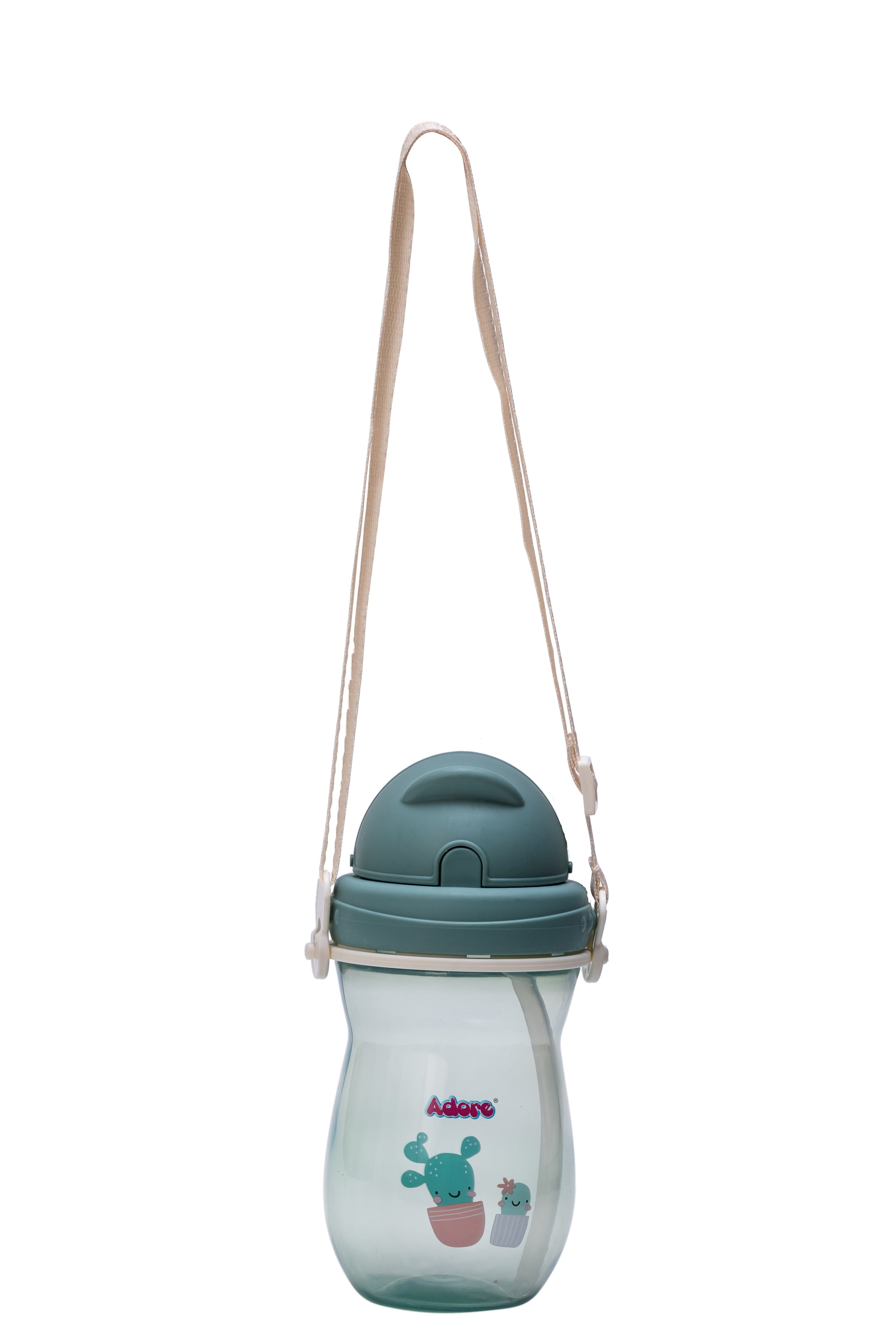 Adore Idaho Straw Sipper with Retractable Hood & Adjustable Shoulder Strap 300 ml - Green