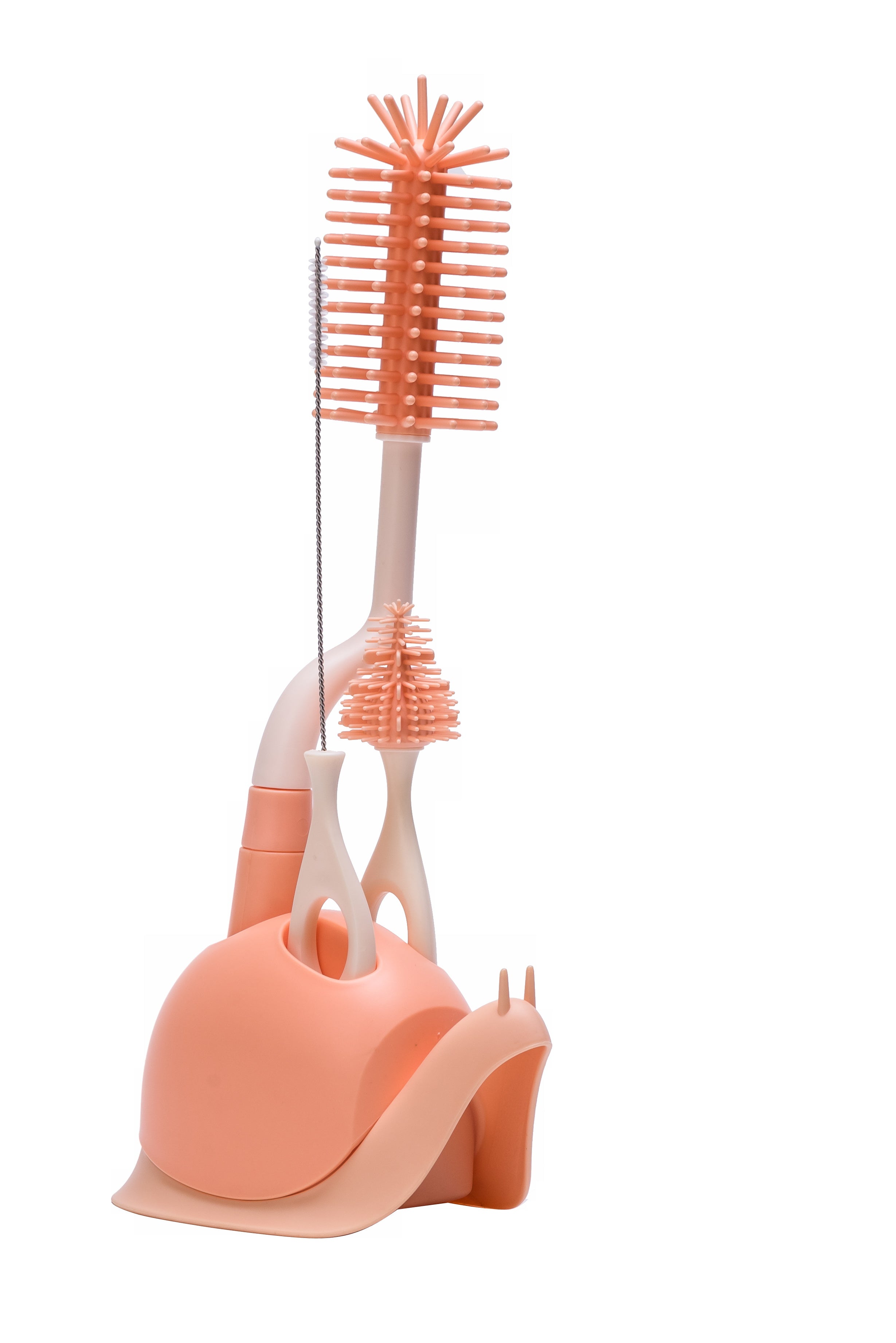Adore Lil'Snail 3 in 1 Bottle Cleaning Brush kit with Drying Stand - Pink