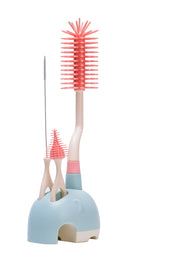 Adore Li'l Tusker 3 in 1 Bottle Cleaning Brush kit with Drying Stand - Orange