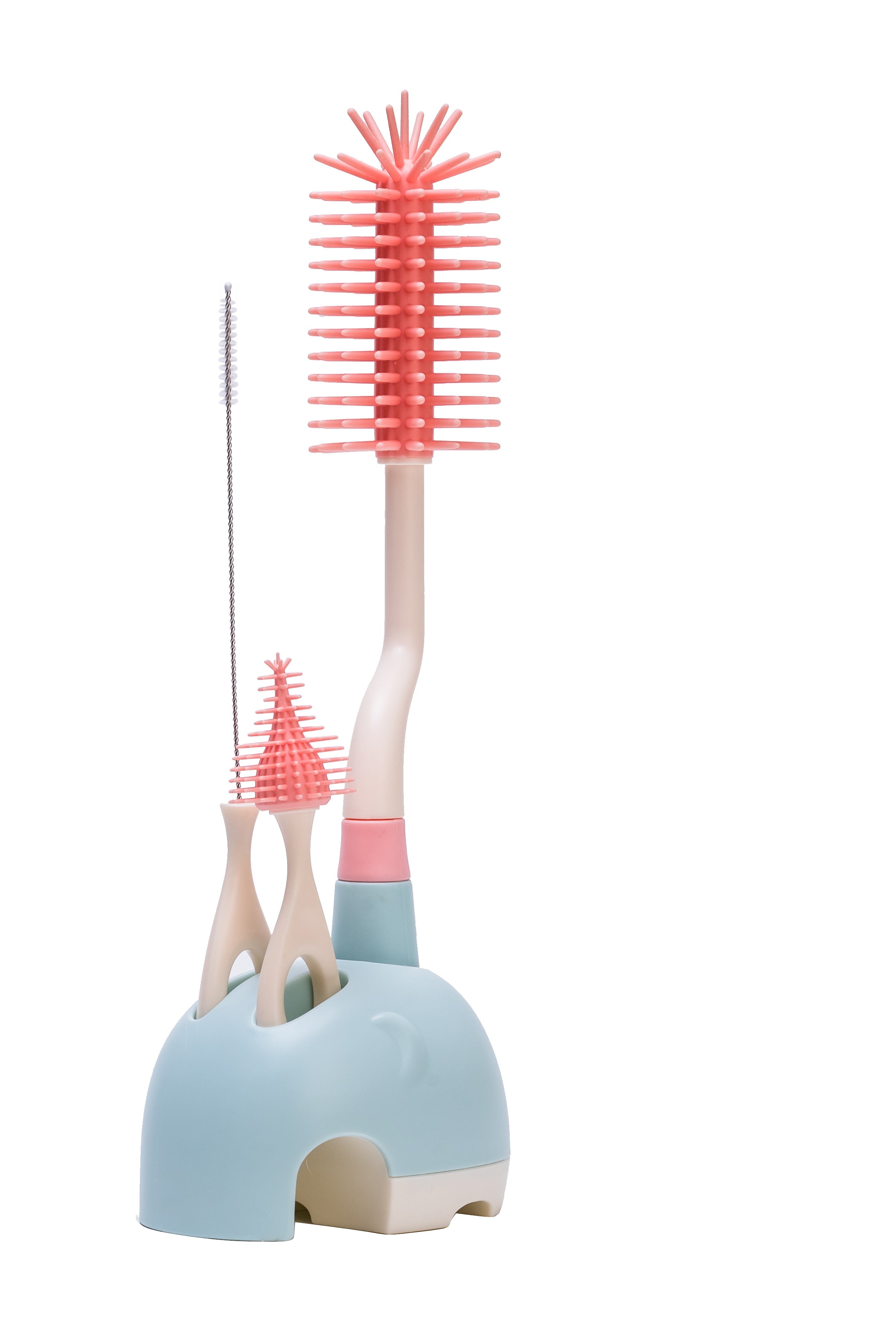 Adore Li'l Tusker 3 in 1 Bottle Cleaning Brush kit with Drying Stand - Orange