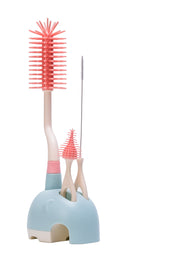 Adore Li'l Tusker 3 in 1 Bottle Cleaning Brush kit with Drying Stand - Orange