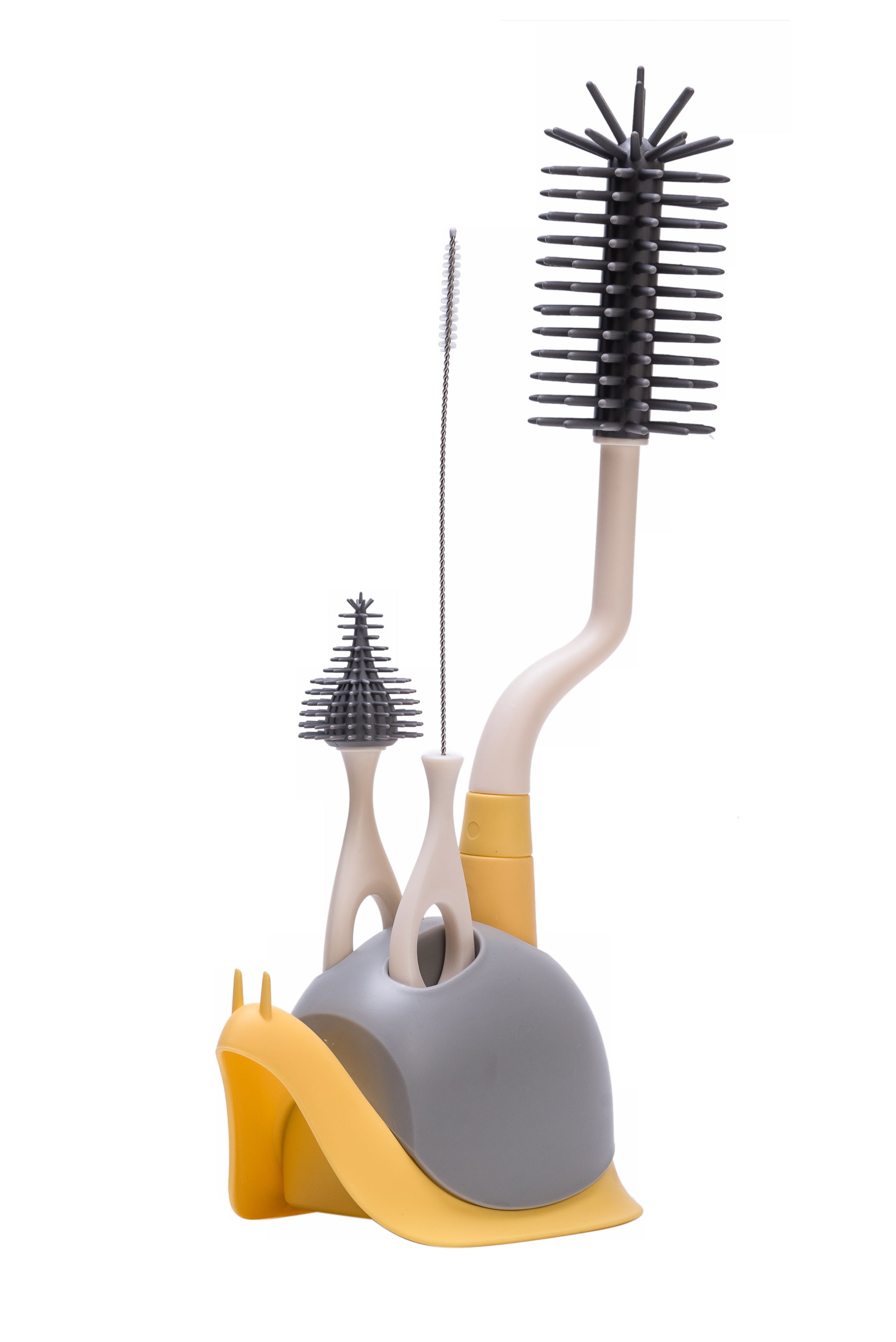 Adore Lil'Snail 3 in 1 Bottle Cleaning Brush kit with Drying Stand - Yellow
