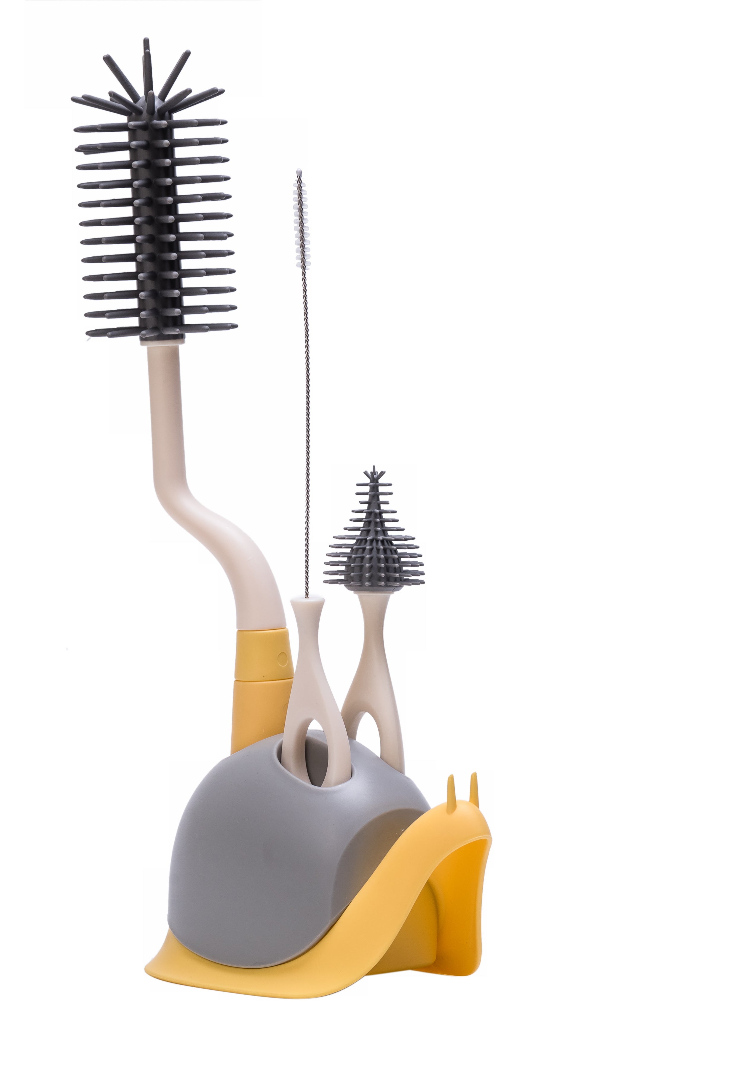 Adore Lil'Snail 3 in 1 Bottle Cleaning Brush kit with Drying Stand - Yellow