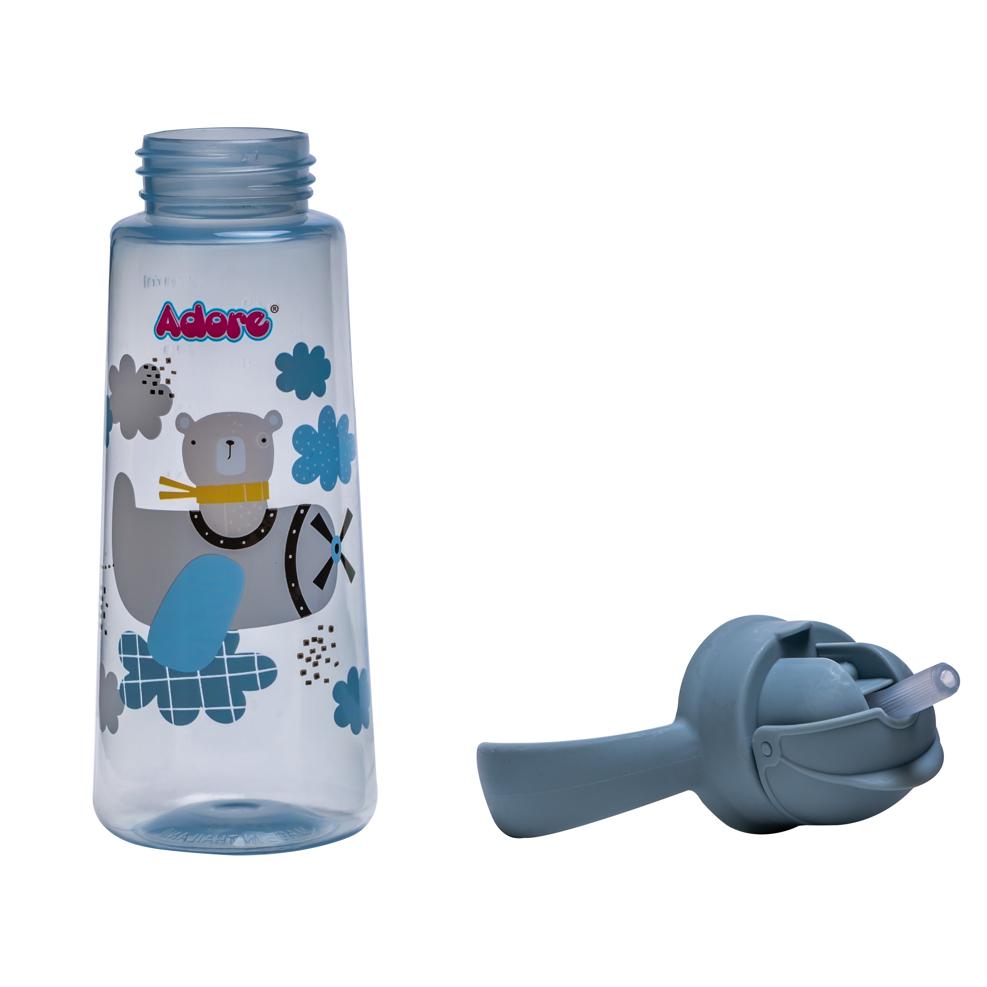 Adore Bling Straw Sipper with Handle & Retractable Head - 270 ml- Blue