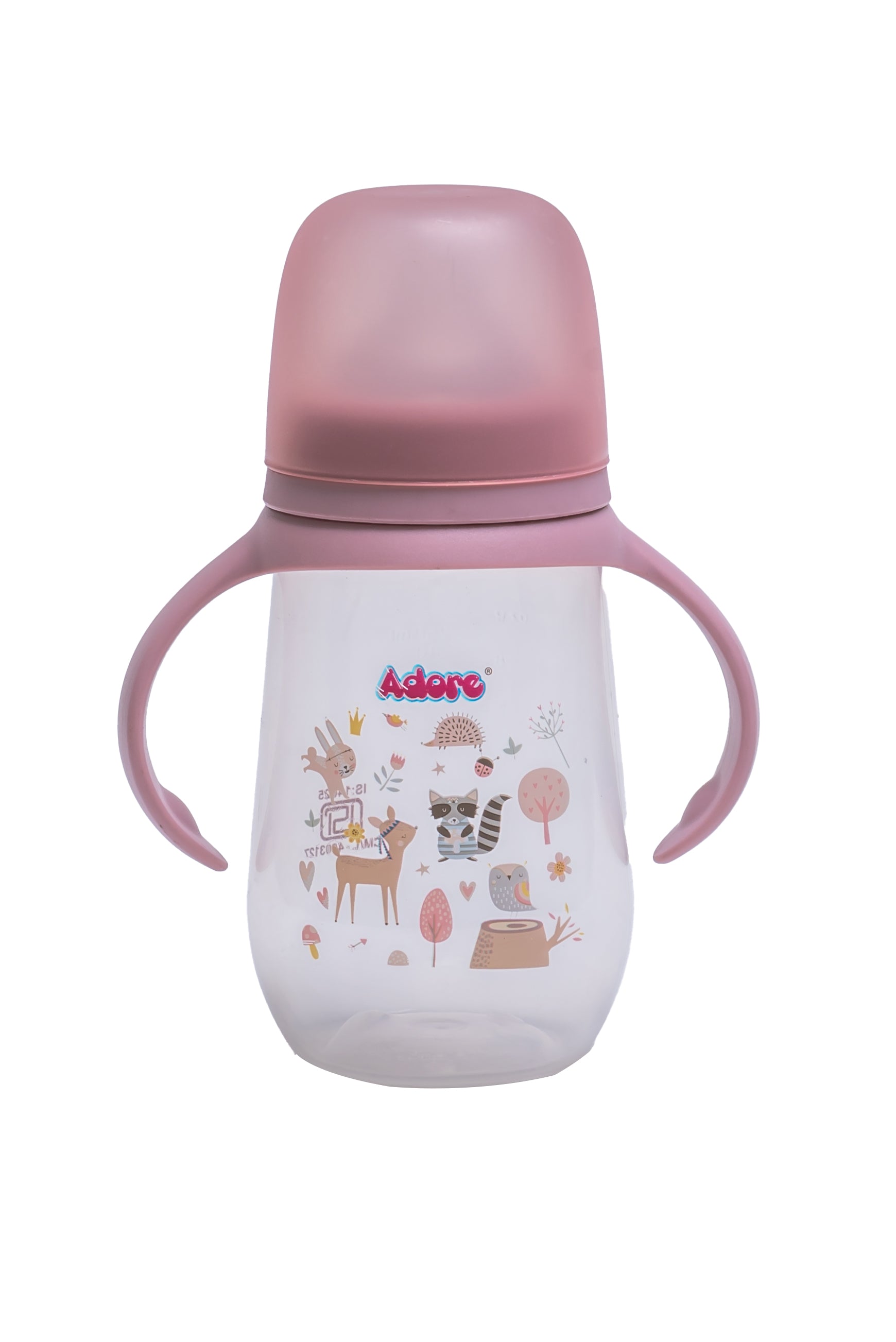 Adore Nok Nok Wide neck Feeding Bottle With Twin Handle 250ml - Pink