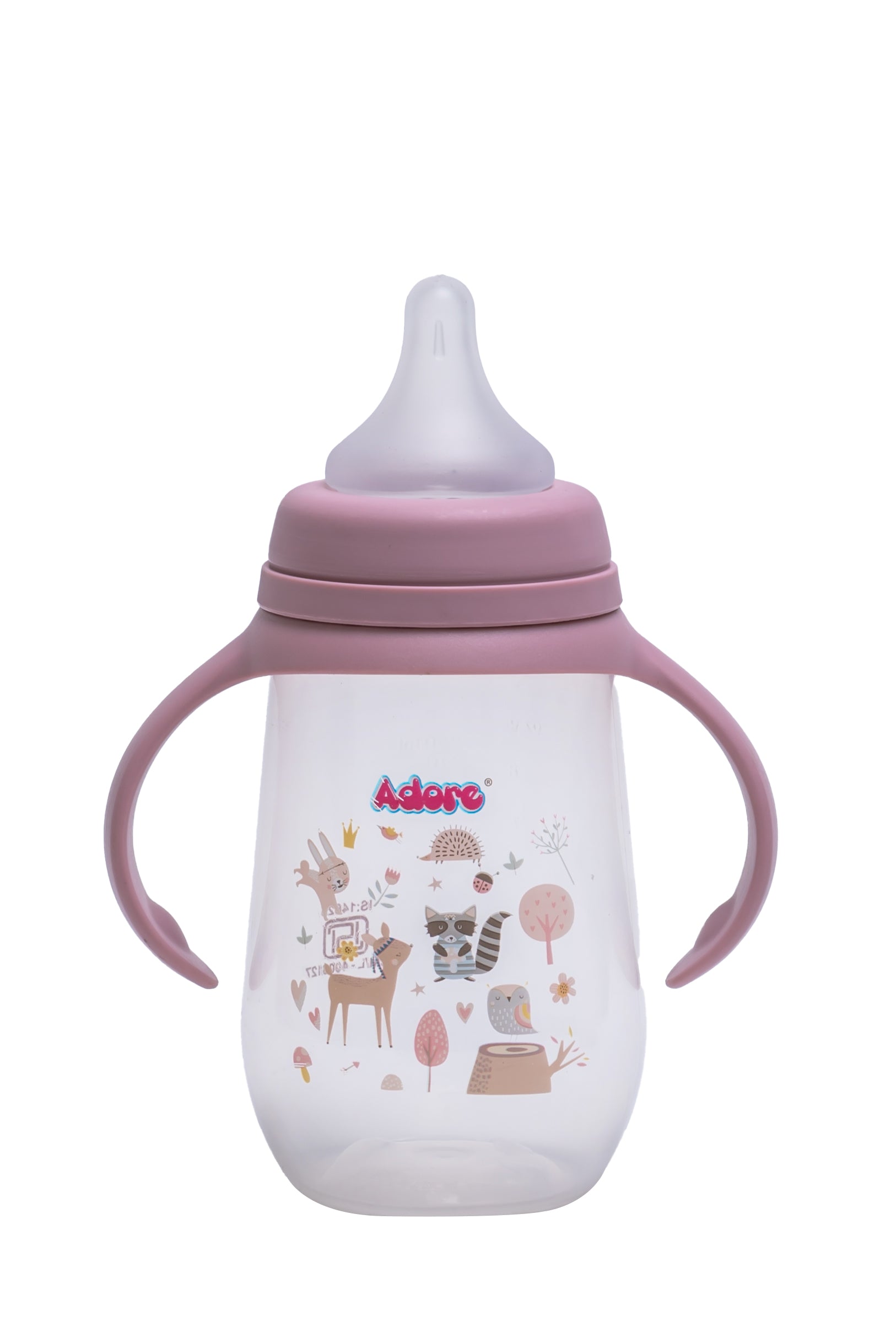 Adore Nok Nok Wide neck Feeding Bottle With Twin Handle 250ml - Pink