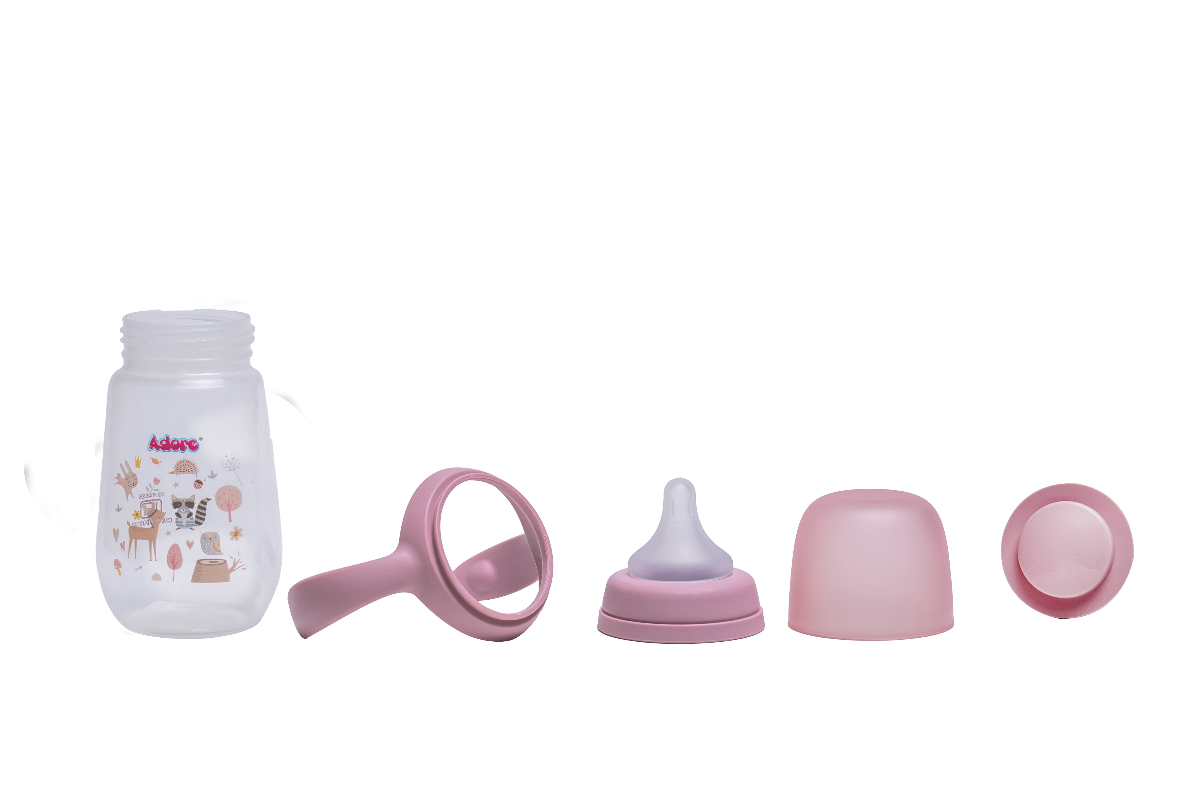 Adore Nok Nok Wide neck Feeding Bottle With Twin Handle 250ml - Pink