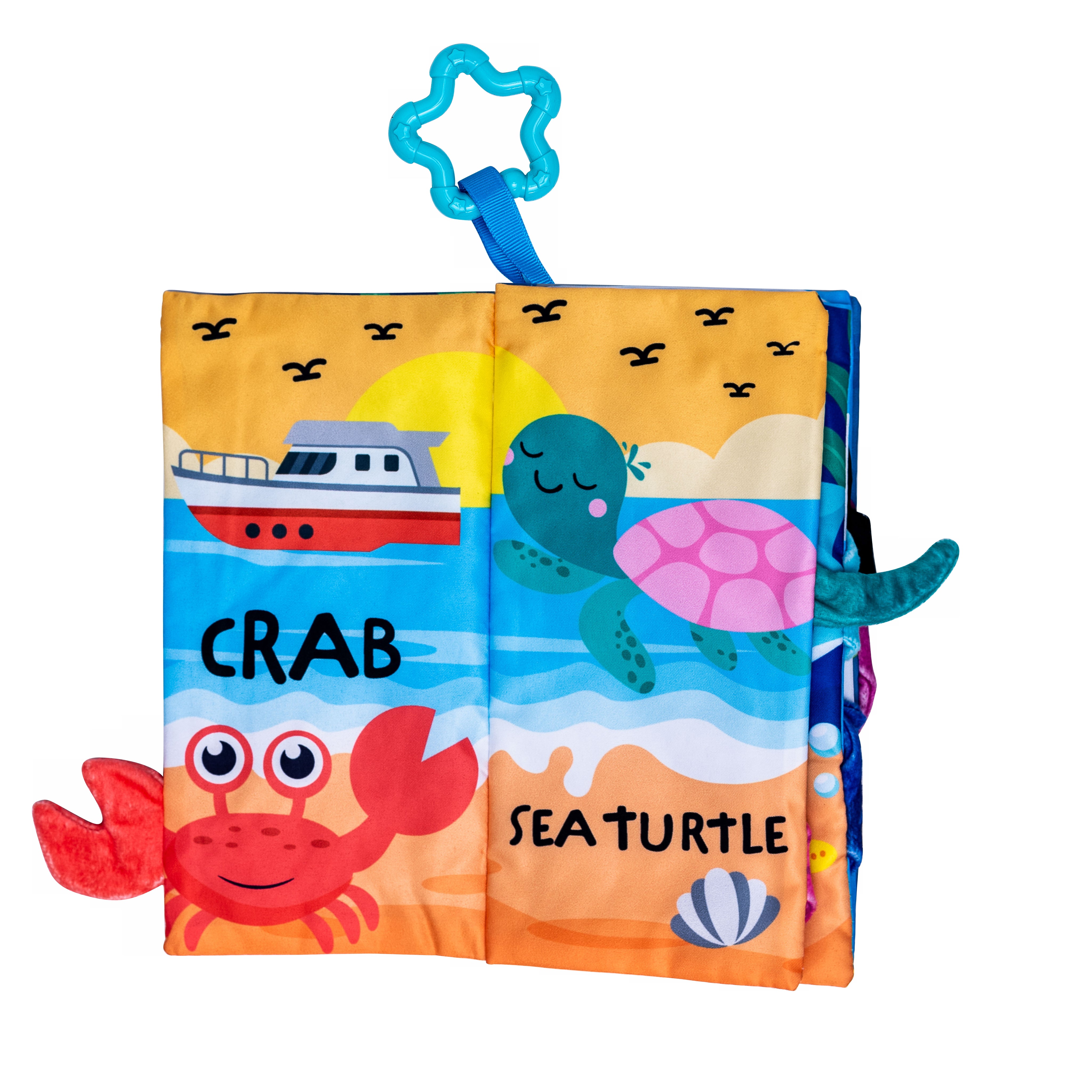Adore Baby Cloth Tail Book with Toy Marine Animals Theme- English
