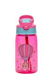 Adore Basics Land Era Straw Sipper Water Bottle with Handle - 500 ml Pink hot Balloon
