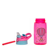 Adore Basics Land Era Straw Sipper Water Bottle with Handle - 500 ml Pink hot Balloon