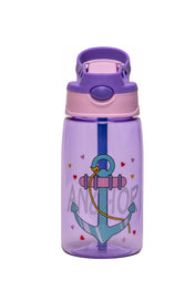 Adore Basics Land Era Straw Sipper Water Bottle with Handle - 500 ml Purple Anchor