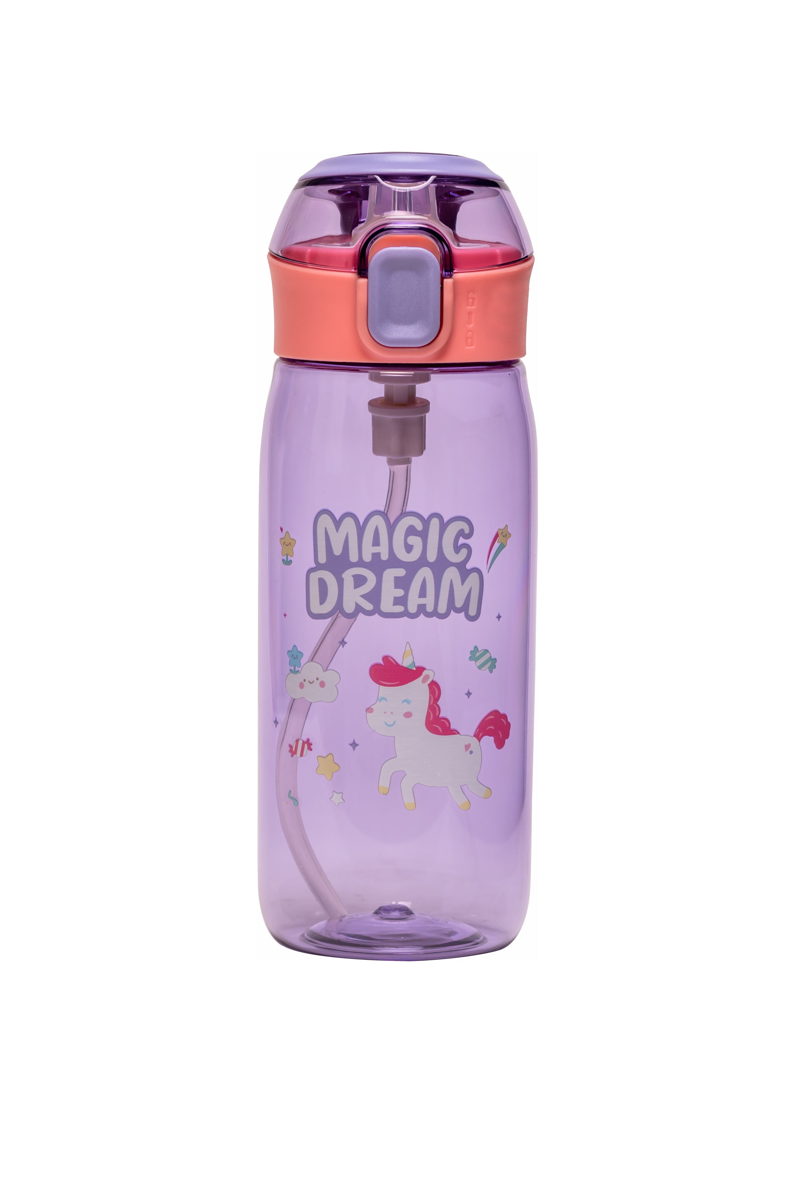 Adore Space era Straw Sipper Water Bottle with a Handle of 630ml - Purple