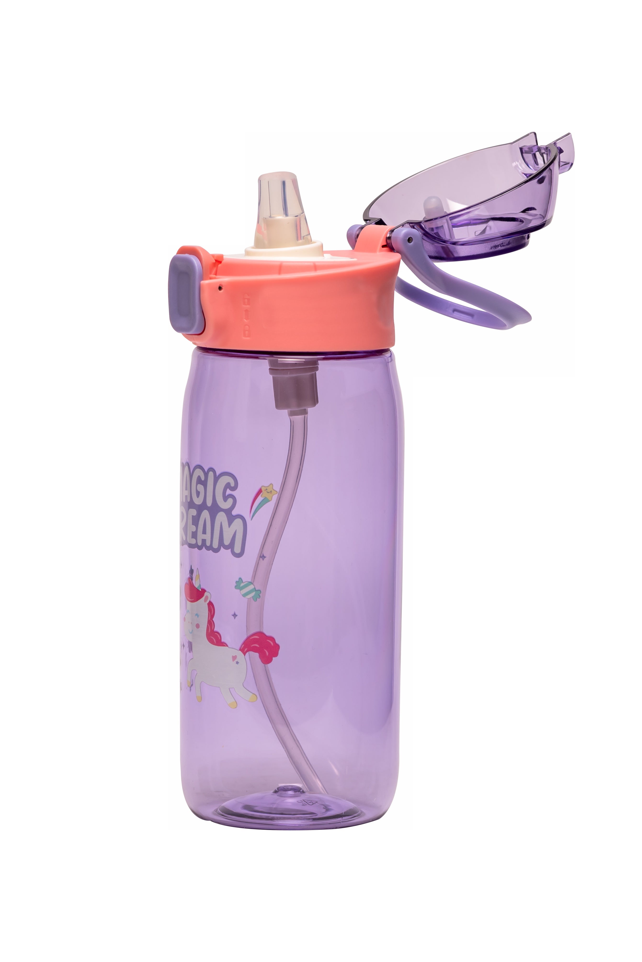 Adore Space era Straw Sipper Water Bottle with a Handle of 630ml - Purple