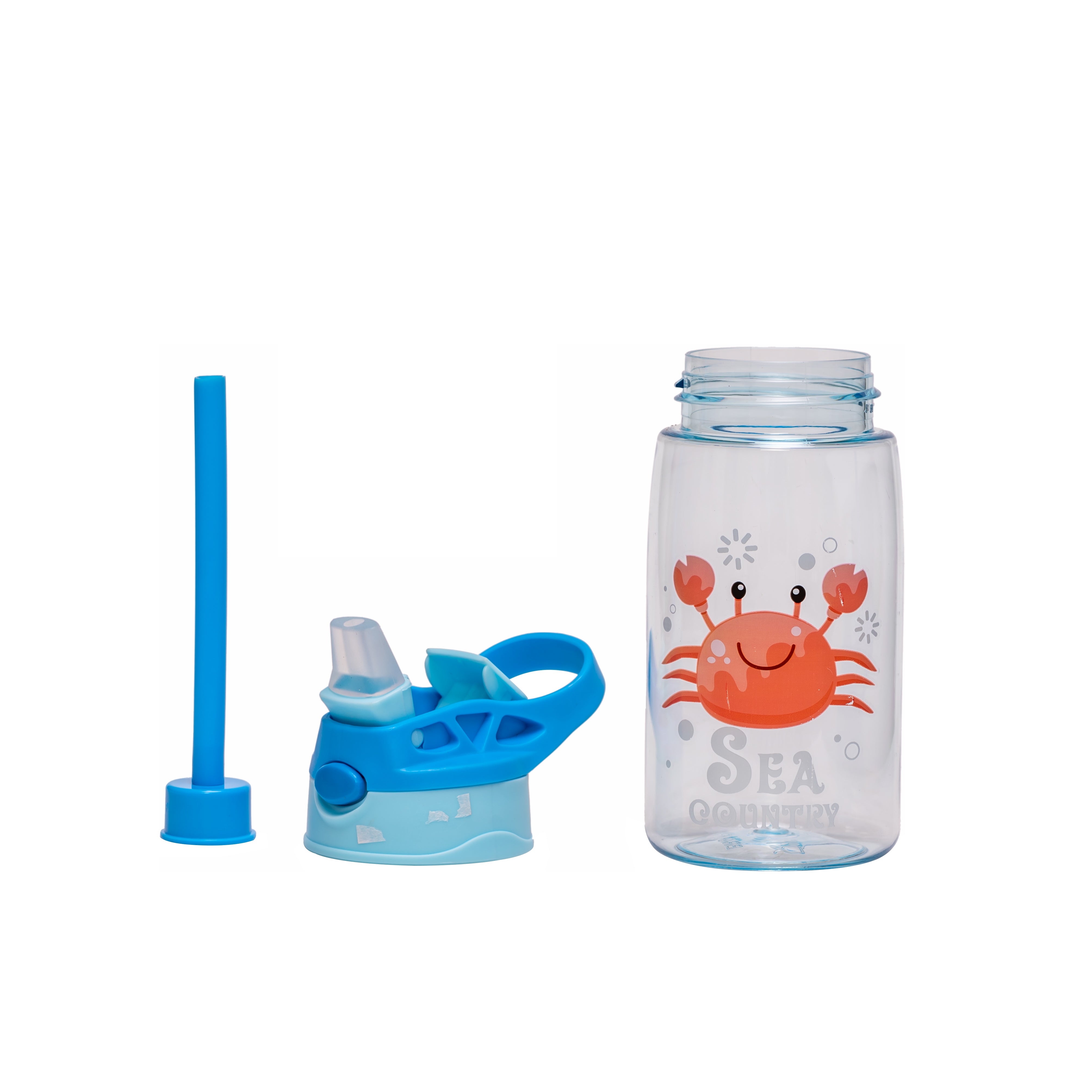 Adore Basics Land Era Straw Sipper Water Bottle with Handle - 500 ml  Blue crab