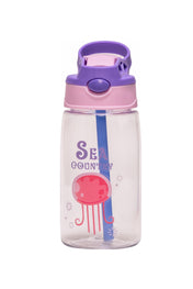 Adore Basics Land Era Straw Sipper Water Bottle with Handle - 500 ml Purple Jelly Fish