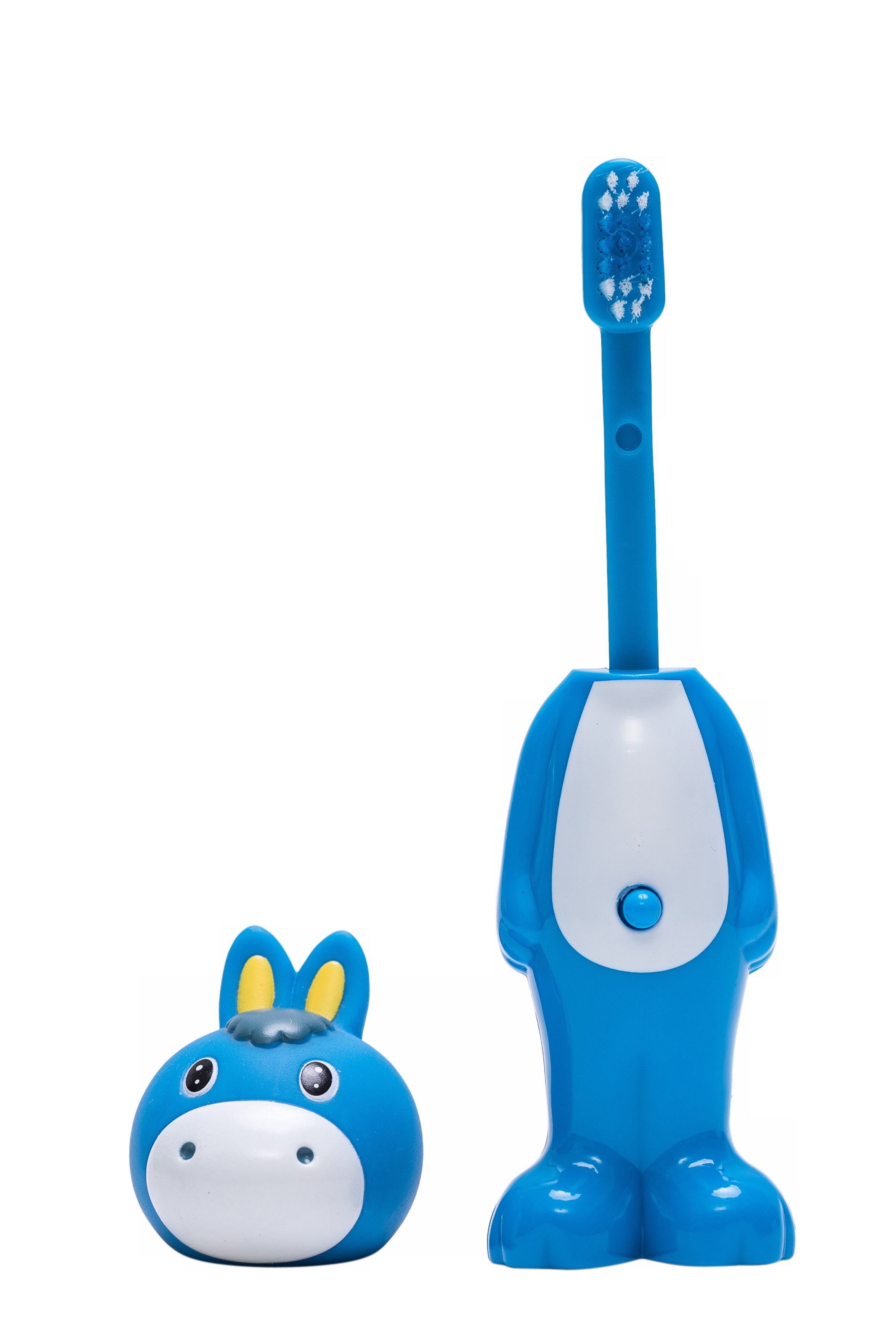 Adore Kids Pop Up Toothbrush with Safety Head Attractive Character - Blue Donkey