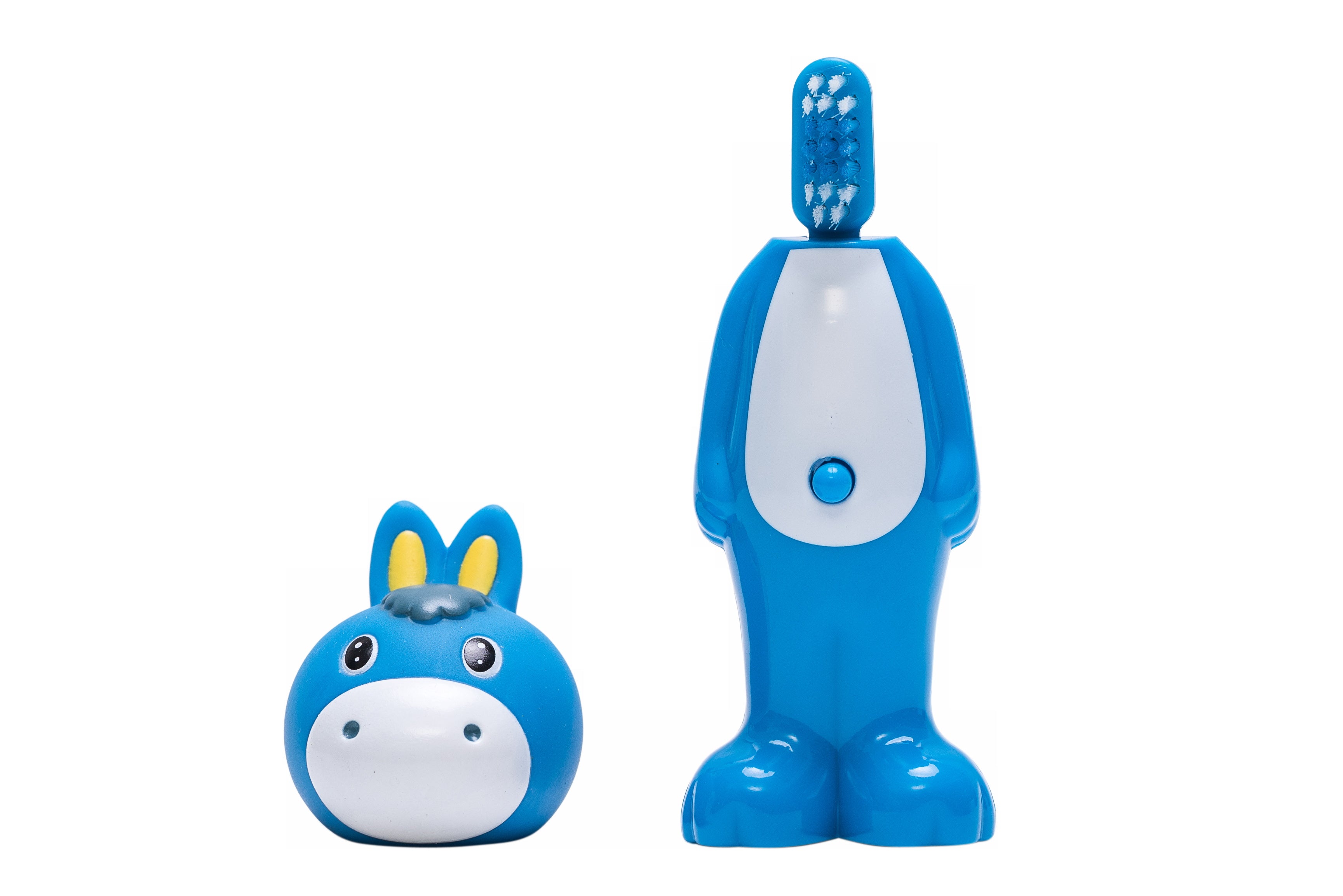Adore Kids Pop Up Toothbrush with Safety Head Attractive Character - Blue Donkey