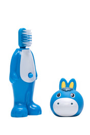 Adore Kids Pop Up Toothbrush with Safety Head Attractive Character - Blue Donkey