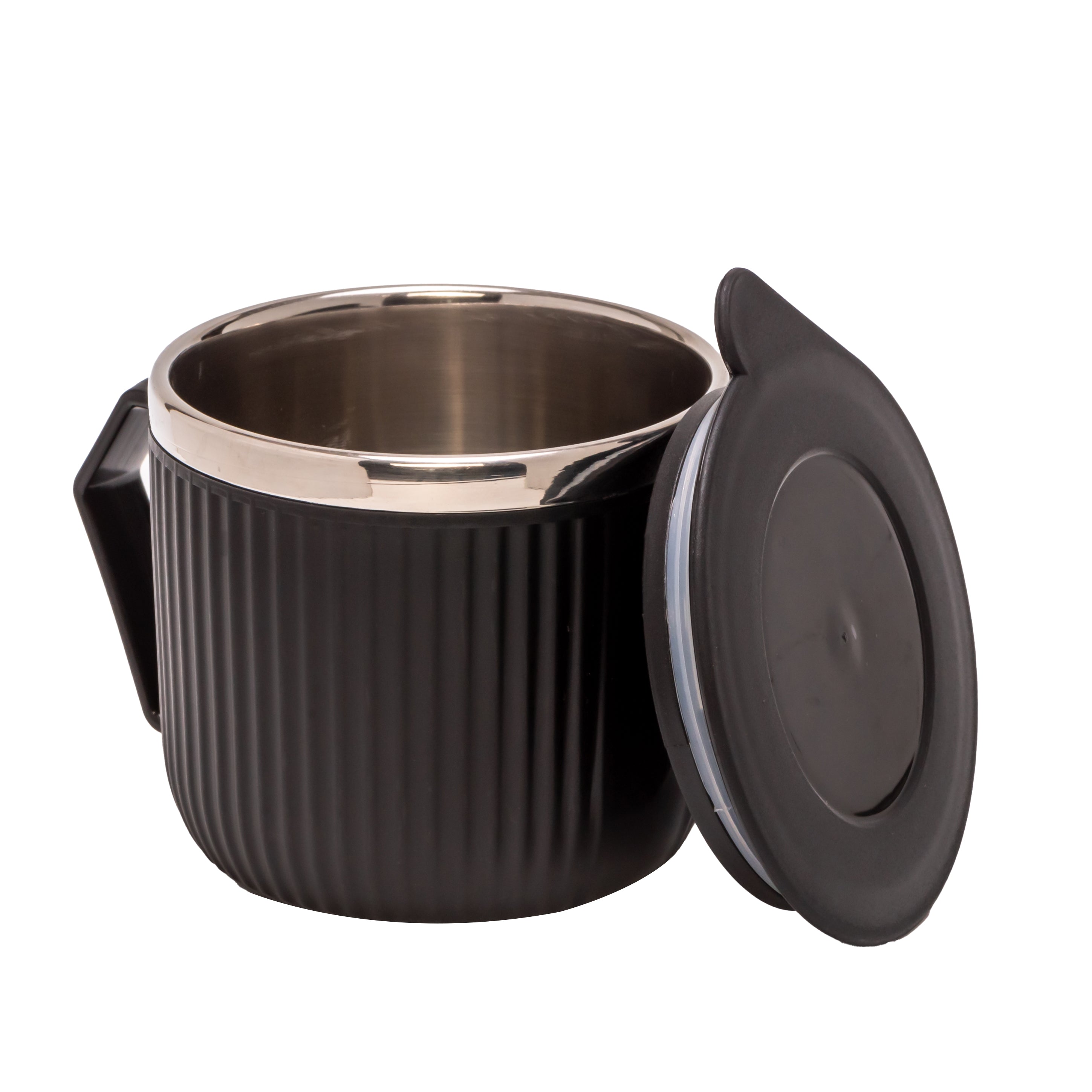 Adore Espresso Stainless Steel Mug with Leak Proof Lid - 220ml Black