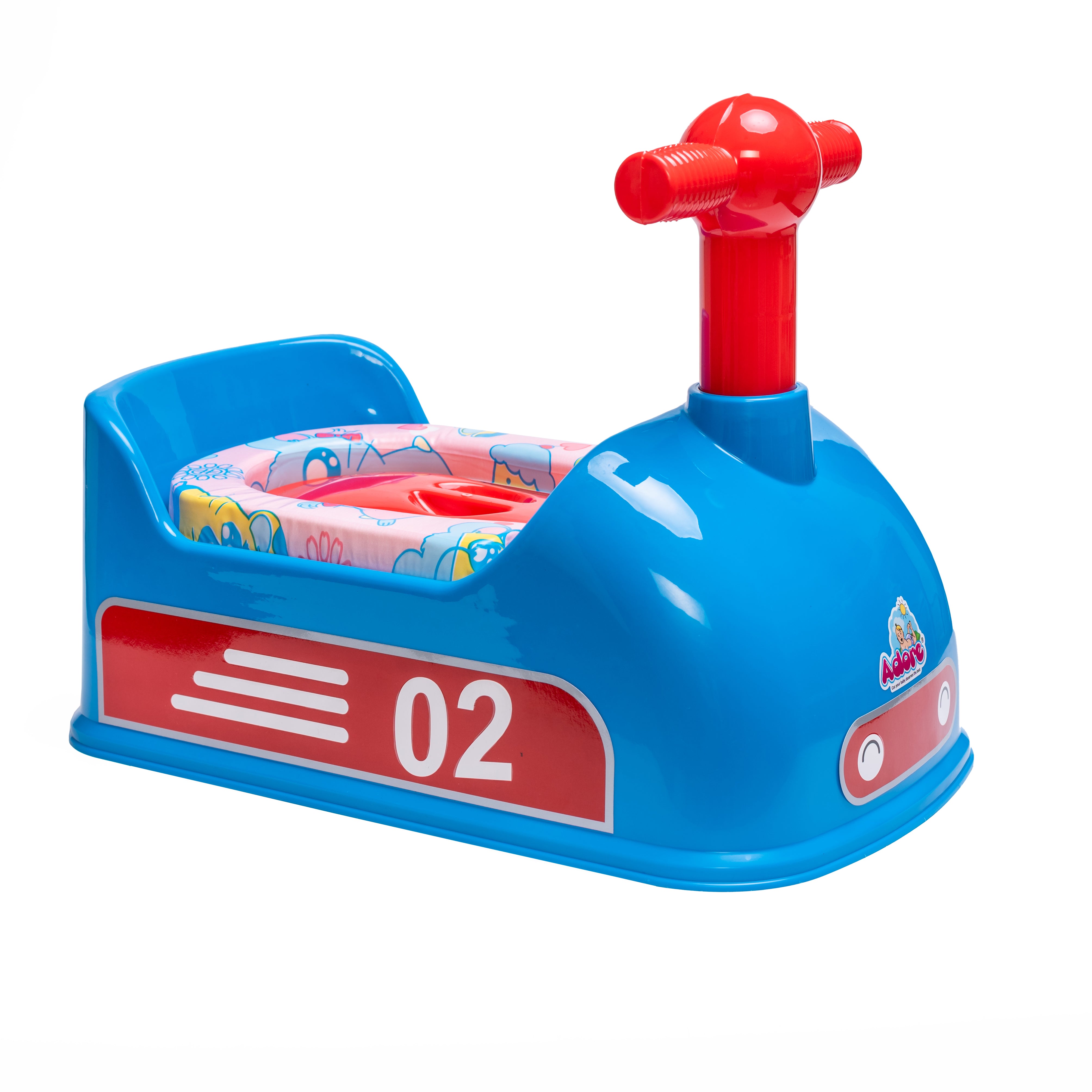 Adore Zoom! Super Soft Cushioned Baby Potty Trainer Chair with Inner Bowl & Lid with 1pc of India’s First ever Biodegradable Potty Liner - Blue