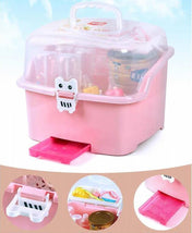 Advanced Willy Willy 2in 1 Baby Bottle Drying Rack & Storage Box with Lid & Handle - Pink