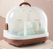 Adore Hurricane 2 in 1 Baby Bottle Drying Rack & Storage Box with Lid & Handle - Brown