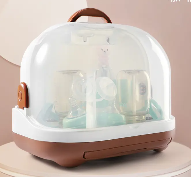 Adore Hurricane 2 in 1 Baby Bottle Drying Rack & Storage Box with Lid & Handle - Brown