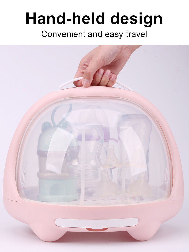 Adore Twister 2in 1 Baby Bottle Drying Rack & Storage Box with Lid & Handle - Pink
