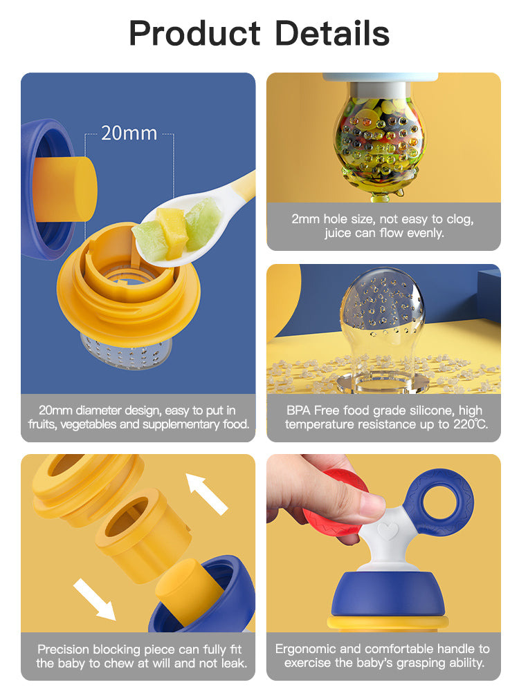 Adore Twig! Silicone Food/Fruit Nibbler with Safety Head, Soft Pacifier/Feeder - Blue