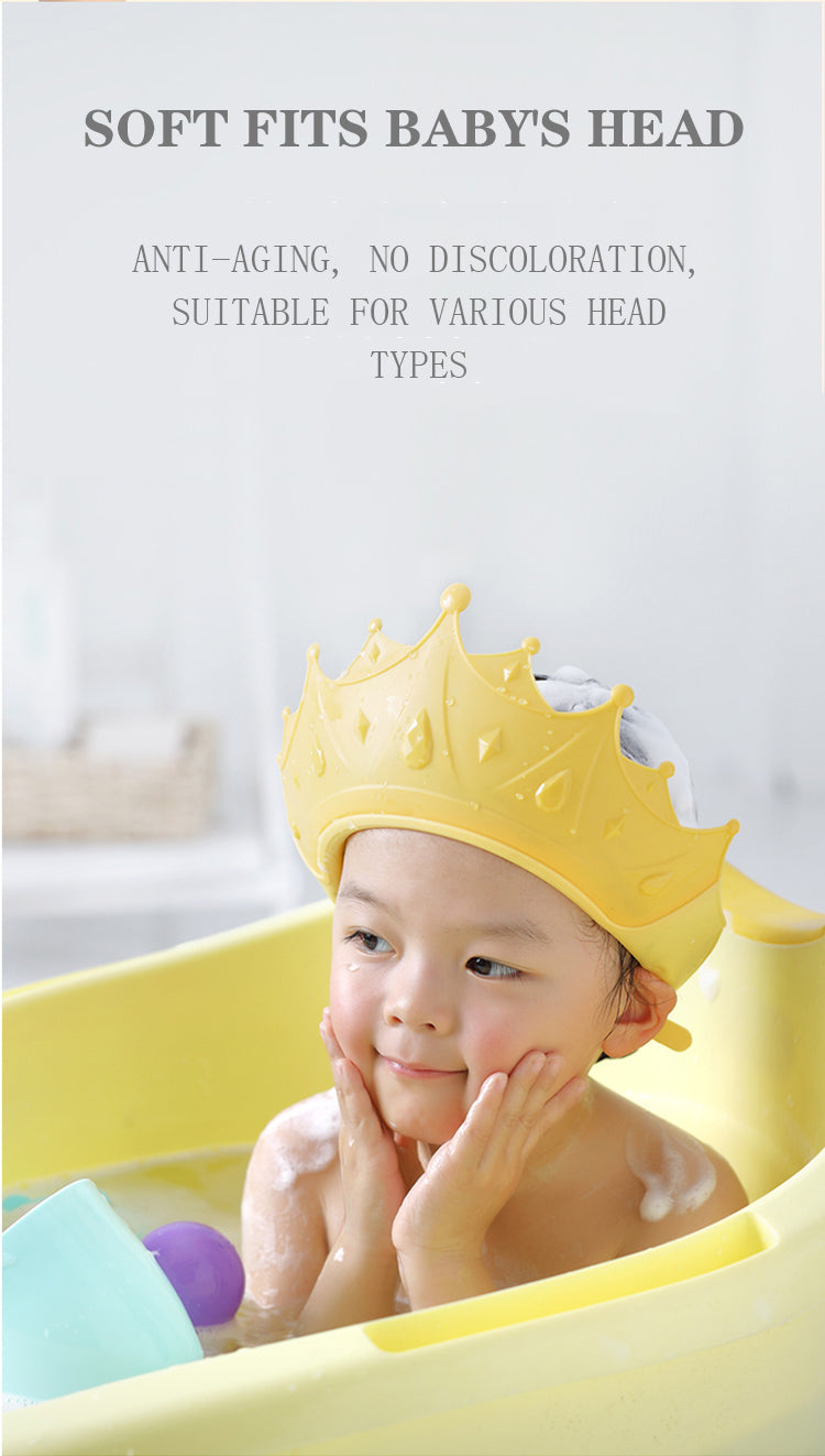 Adore Knight The Crown-Shaped Baby Shampoo Hat with Adjustable Strap - Yellow