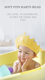 Adore Knight The Crown-Shaped Baby Shampoo Hat with Adjustable Strap - Yellow