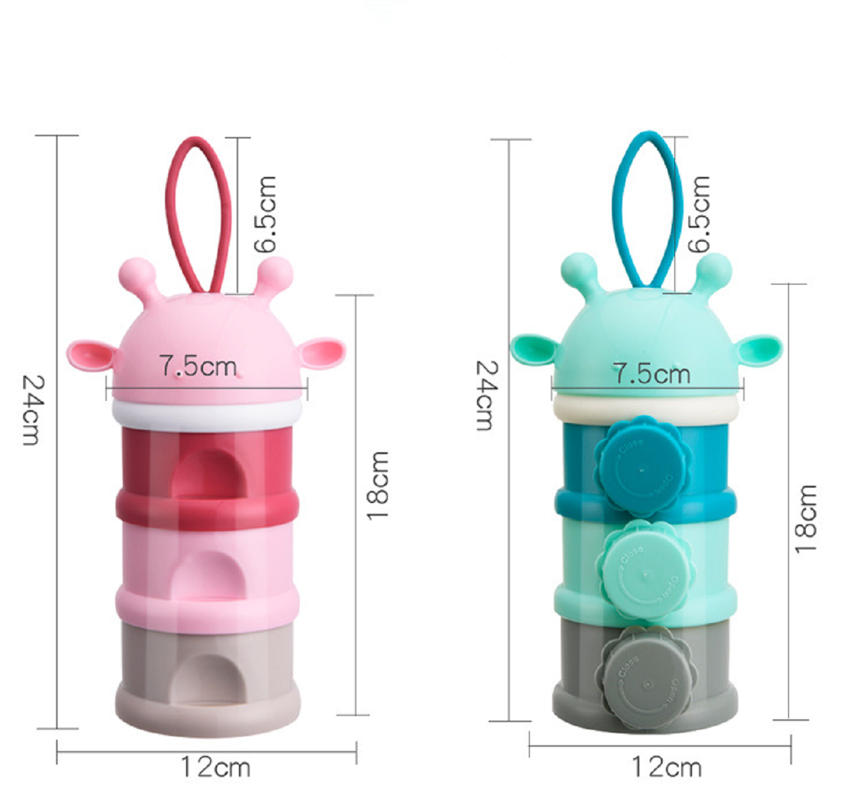 Adore Giraffio Milk Powder Container & Dispenser -3 Levels - Pink