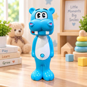 Adore Kids Pop Up Toothbrush with Safety Head Attractive Character - Blue Hippo